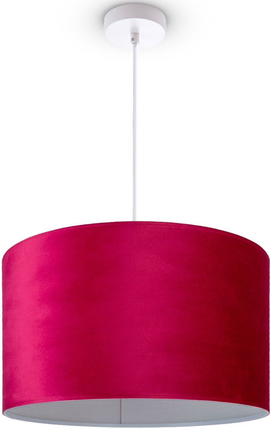 Paco Home Color, uni Velour Wohnzimmer Hugo Lampenschirm ohne E27 Kabel aus Leuchtmittel, 1,5m Unifarben Pendelleuchte rot Deko