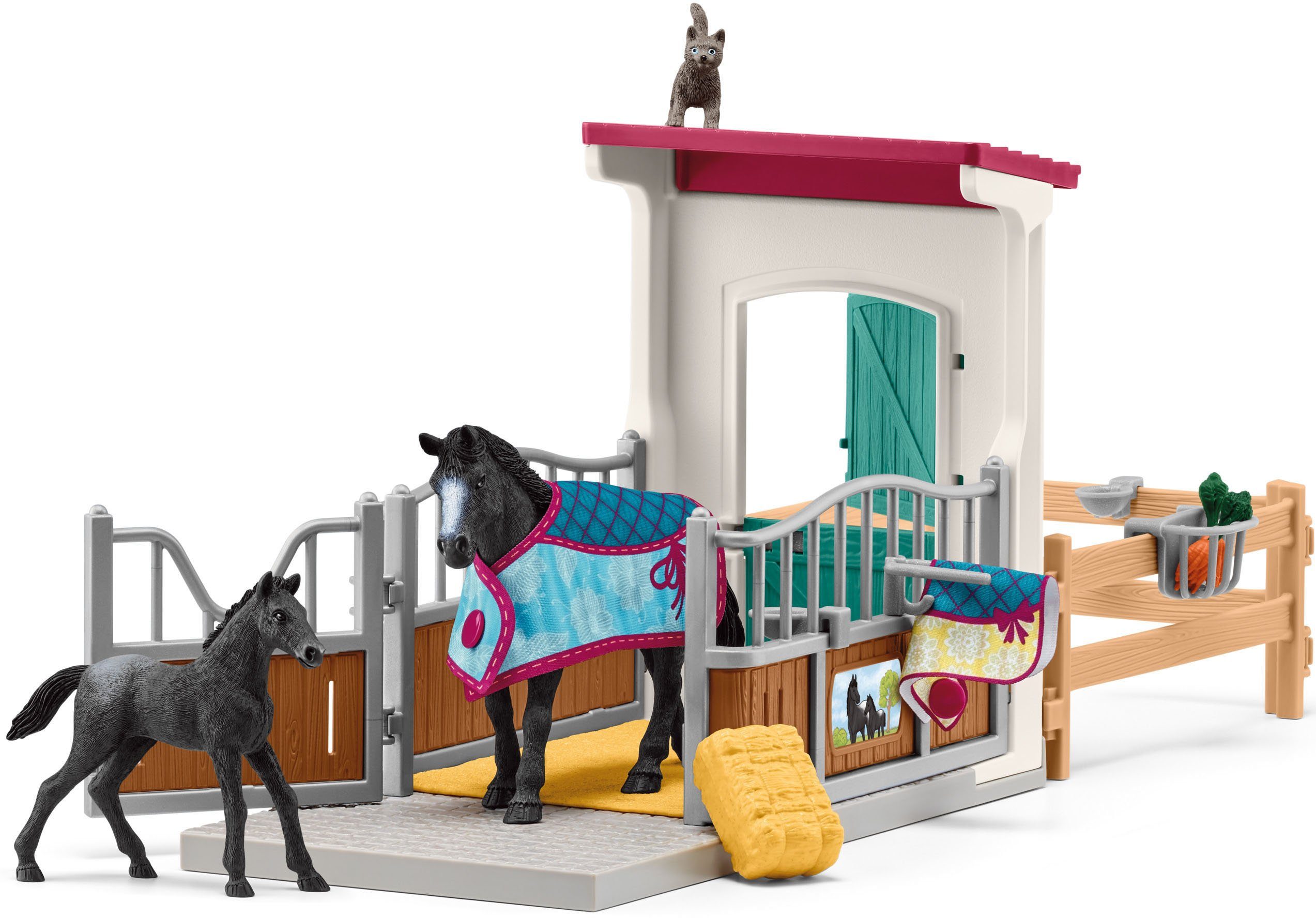 Schleich® Spielwelt HORSE CLUB, Pferdebox mit Stute und Fohlen (42611)