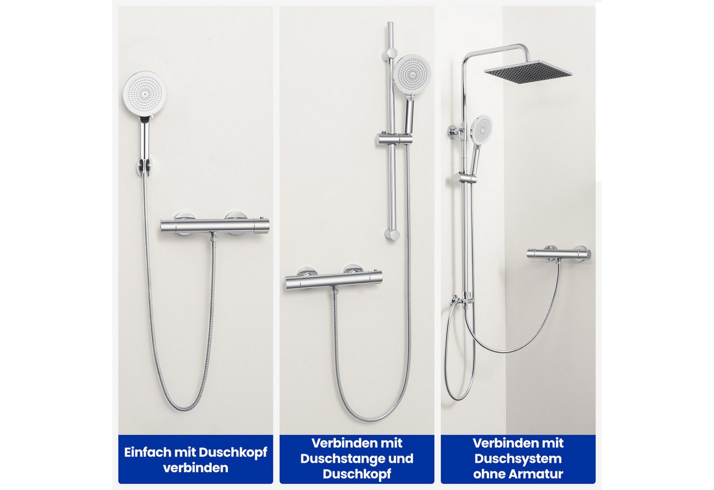 Thumbnail - DERW MAX Duscharmatur mit Thermostat Brausethermostat 38°C Duschen (Mischbatterie, 1-St., Chrom) Duschthermostat