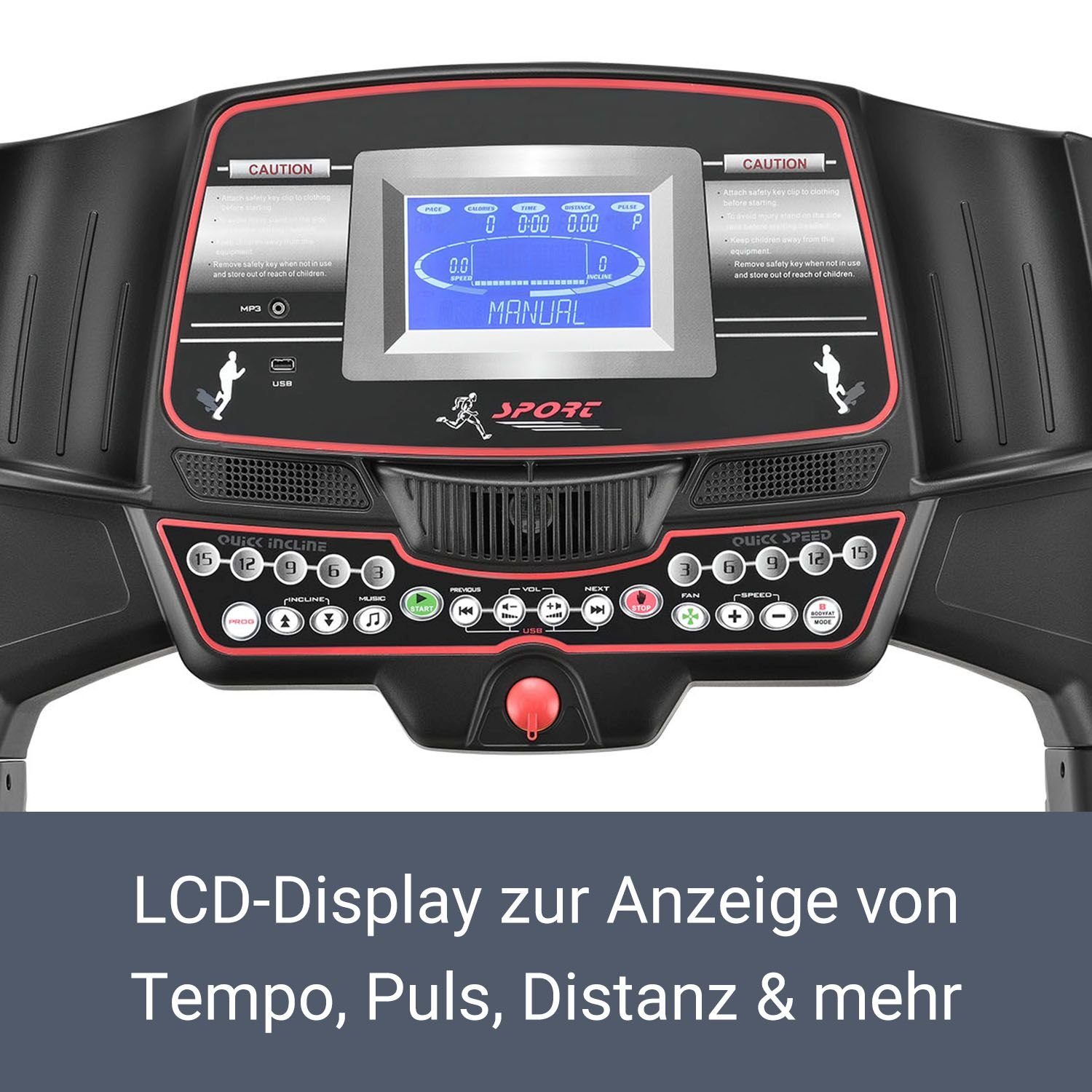 6000, Bildschirm, Trainingsprogramme, LCD mit moderner ArtSport 99 Laufband Speedrunner Pulssensoren