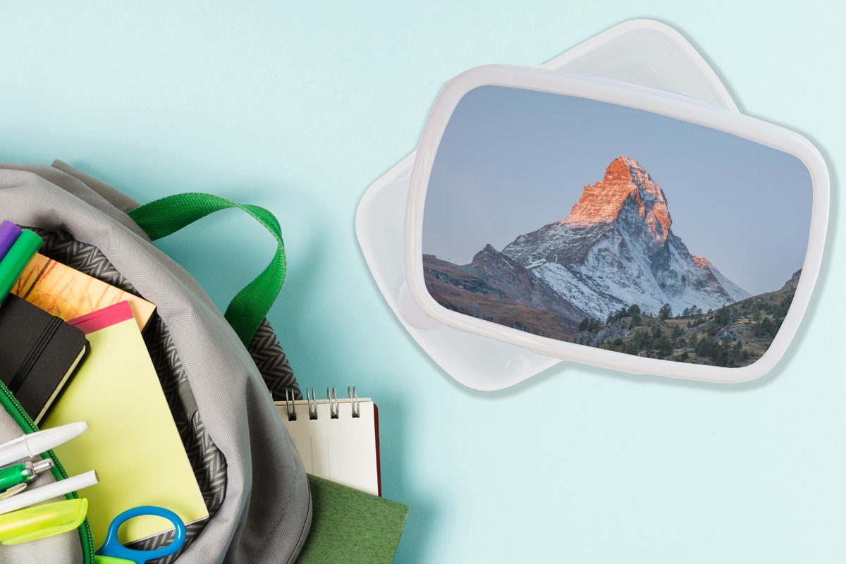 Erwachsene, und Kinder Mädchen (2-tlg), Sonnenaufgang, Das Brotbox in Kunststoff, und bei Jungs für MuchoWow Matterhorn weiß Brotdose, der Lunchbox für Schweiz