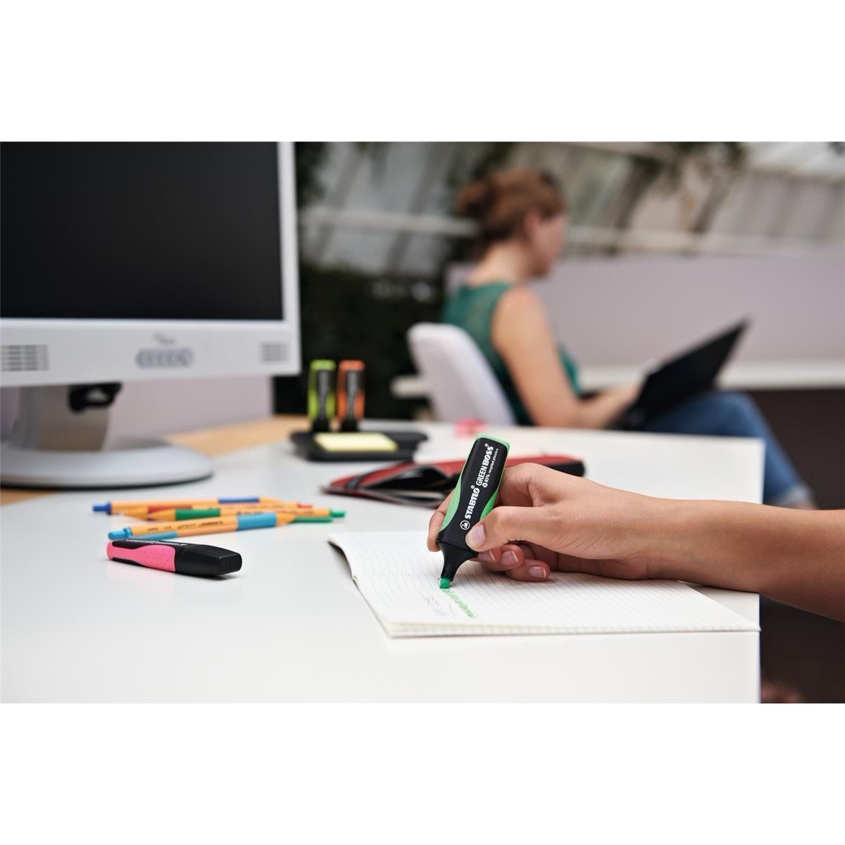 STABILO Marker STABILO GREEN BOSS Textmarker - 2+5 mm - 4er Tischset