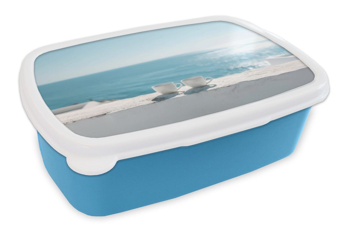 MuchoWow Lunchbox Meer - Kaffeetassen - Sommerlich, Kunststoff, (2-tlg), Brotdose, Lunchbox, Brotbox für Kinder und Erwachsene