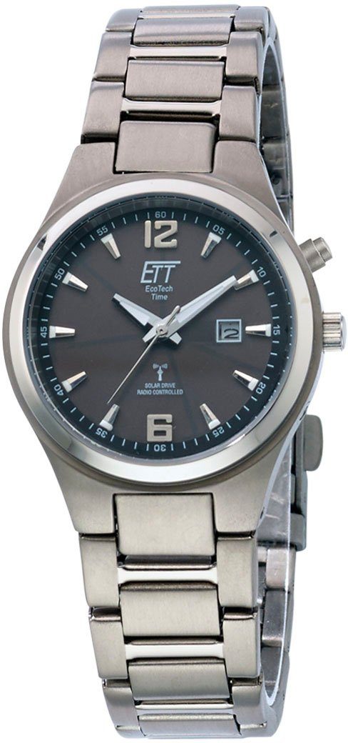 ETT Funkuhr Everest, ELT-11438-11M, Solar, Titangehäuse, grau  titanbeschichtet, Ø ca. 32 mm