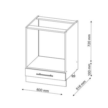 Vicco Herdumbauschrank Küchenunterschrank Fame-Line 60 cm Weiß Bordeaux Rot Hochglanz