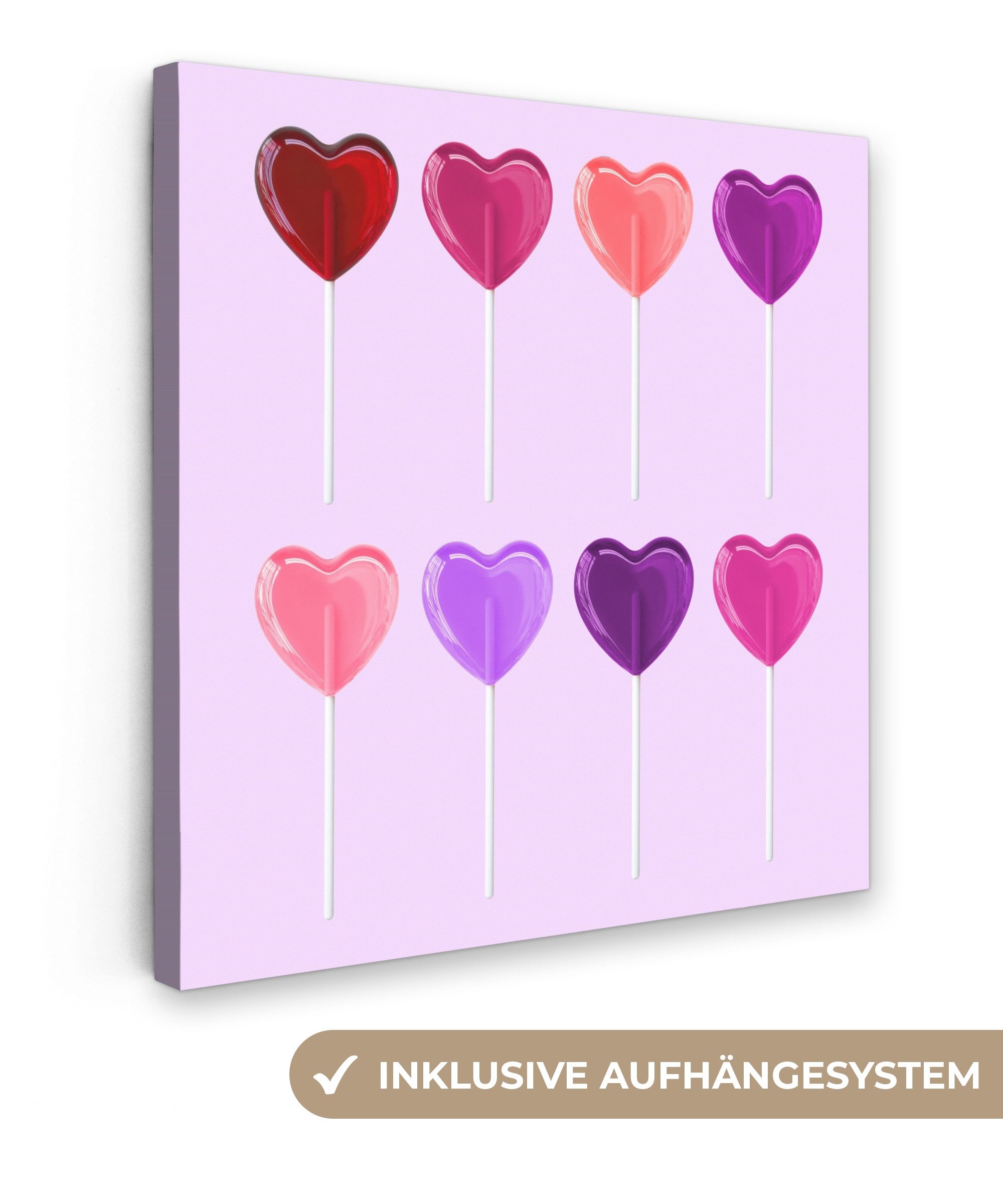 OneMillionCanvasses® Leinwandbild Lutscher - Herz - günstig online kaufen