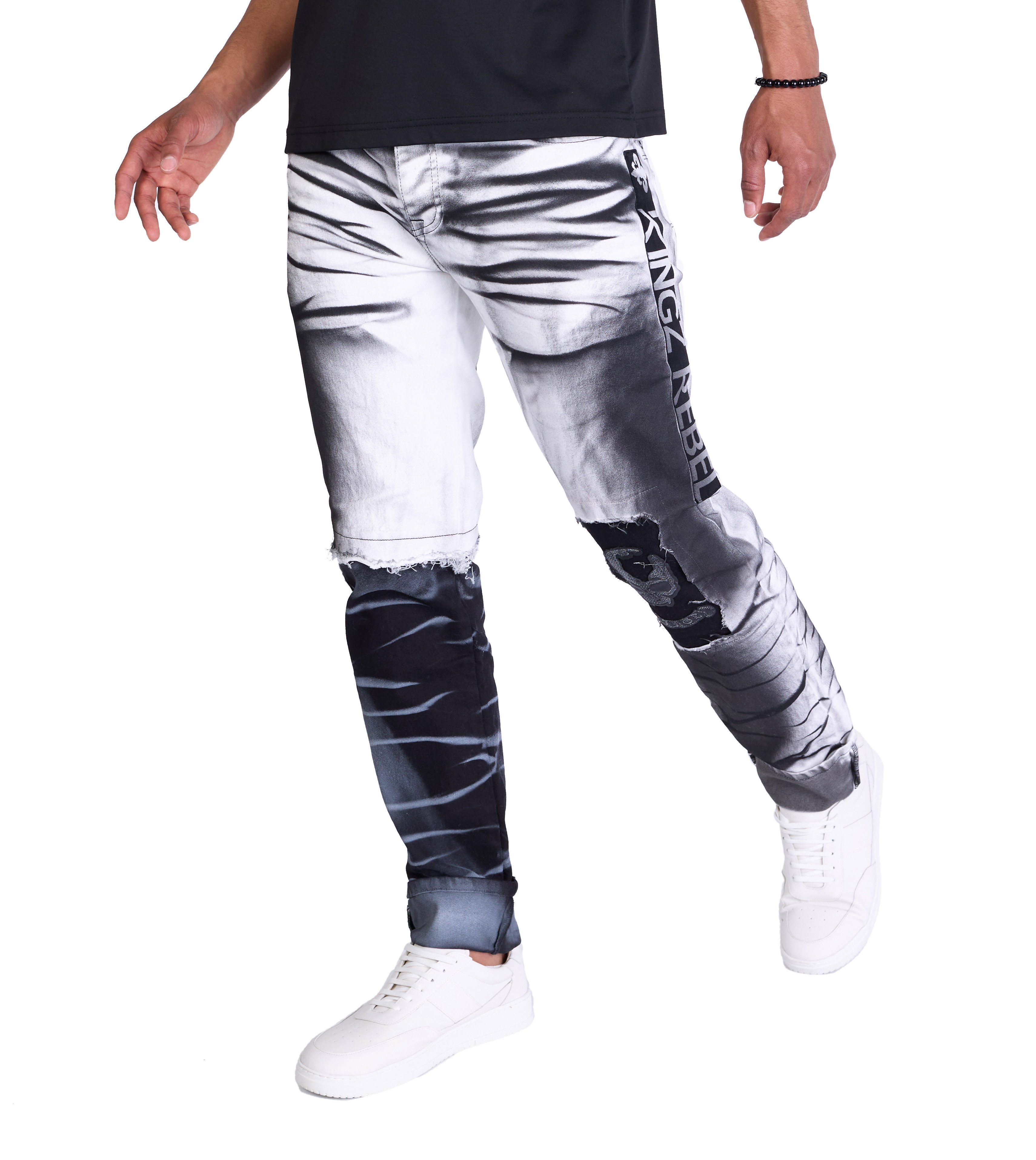 KINGZ Regular-fit-Jeans Batik Herren Jeans mit Totenkopf