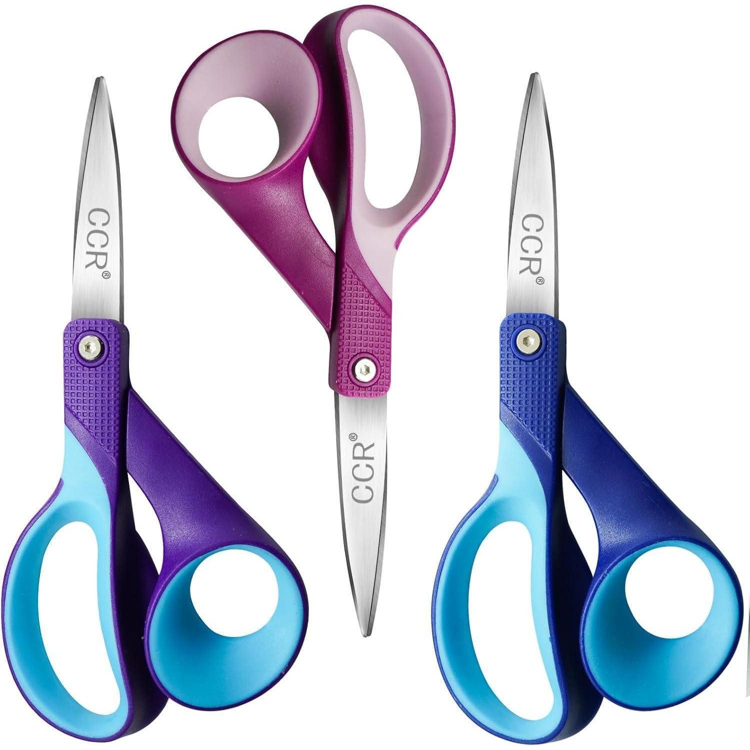 LuxusKollektion Bastelscheren Linkshänder Schere 18.5cm Bastelschere mit Komfort Griff 3er Set