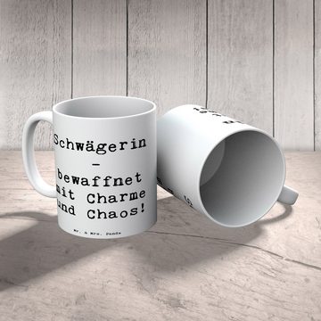 Mr. & Mrs. Panda Tasse Charme Chaos Schwägerin - Weiß - Geschenk, Geschenk Tasse, Becher, Pa, Keramik, Einzigartiges Botschaft