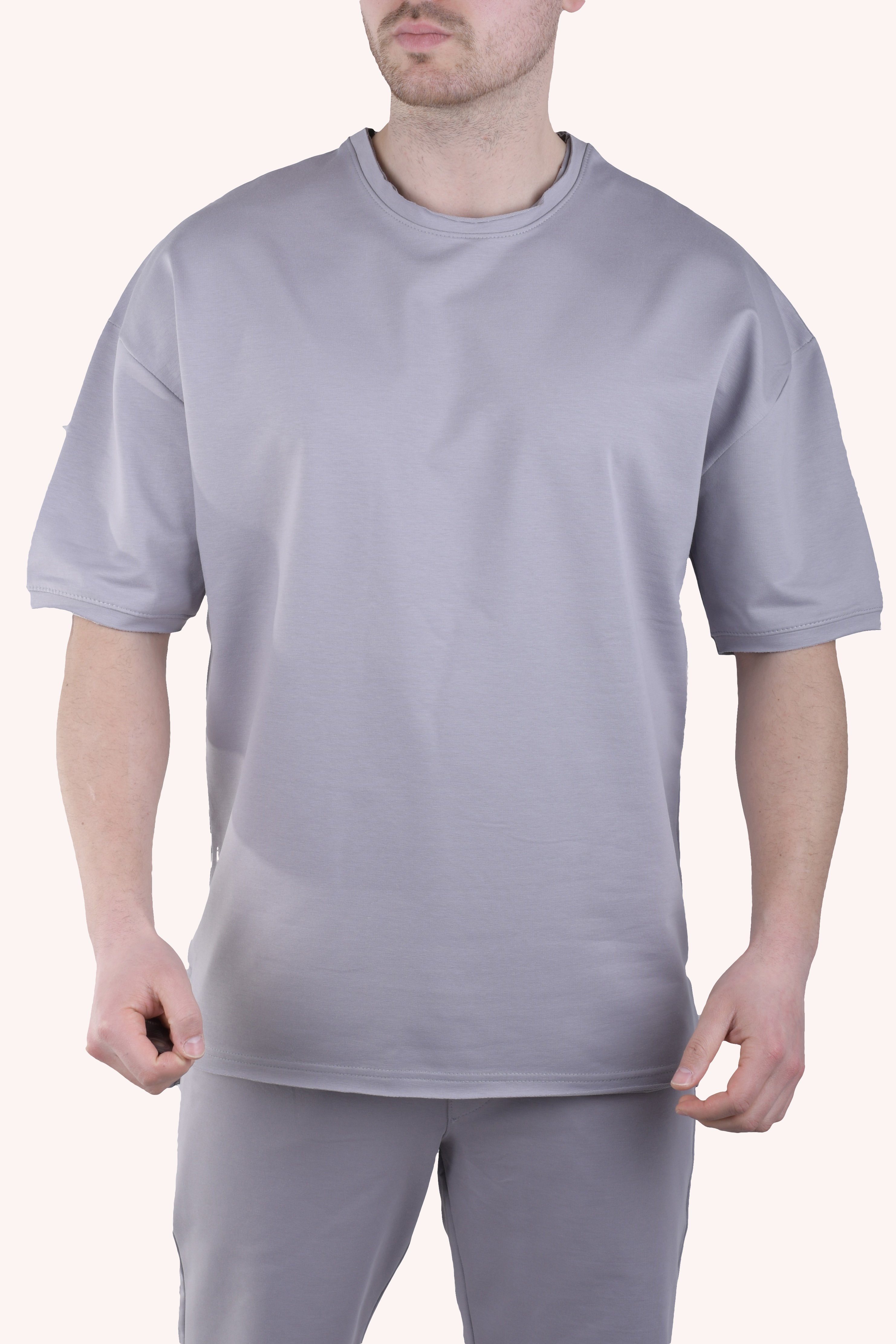 Megaman Jeans T-Shirt Herren T-Shirt M Shirt Oversize Weiß Megaman TS5011 Sommer Grau