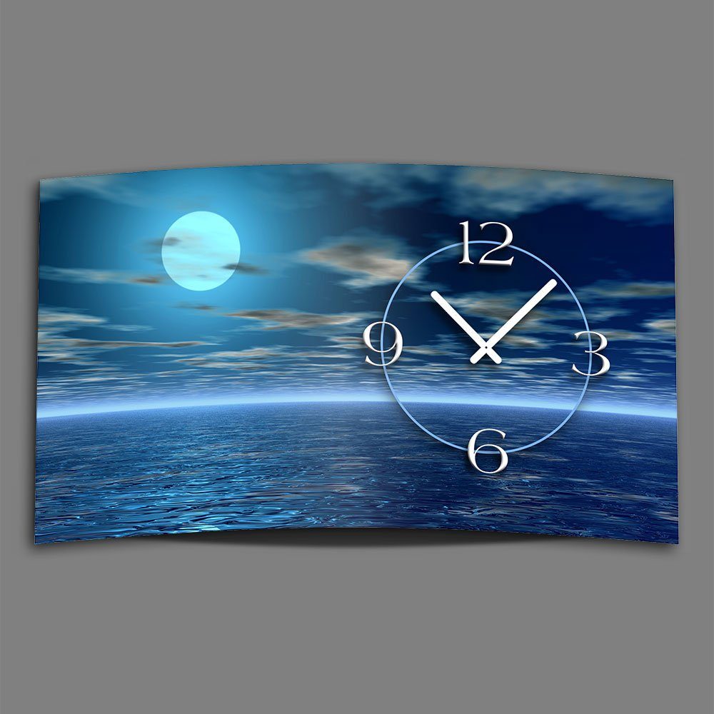 dixtime Wanduhr Digital Designer Art blue moon Designer Wanduhr modernes Wanduhren (Einzigartige 3D-Optik aus 4mm Alu-Dibond)