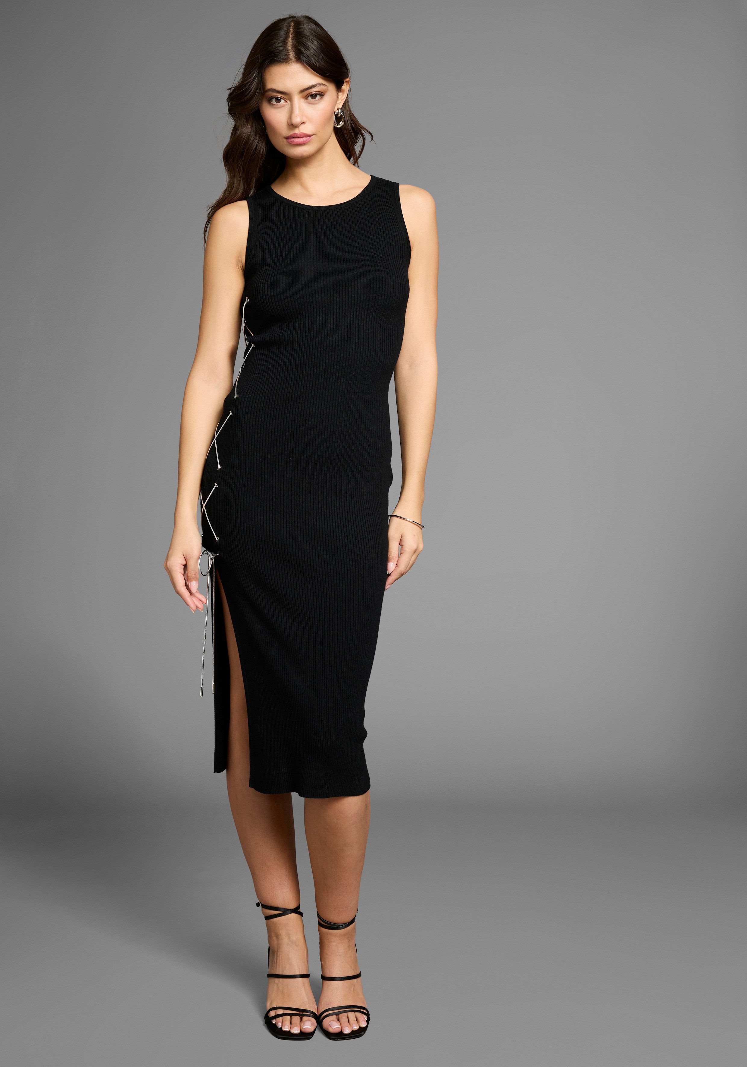 Laura Scott Strickkleid mit schimmernder Schnürung günstig online kaufen