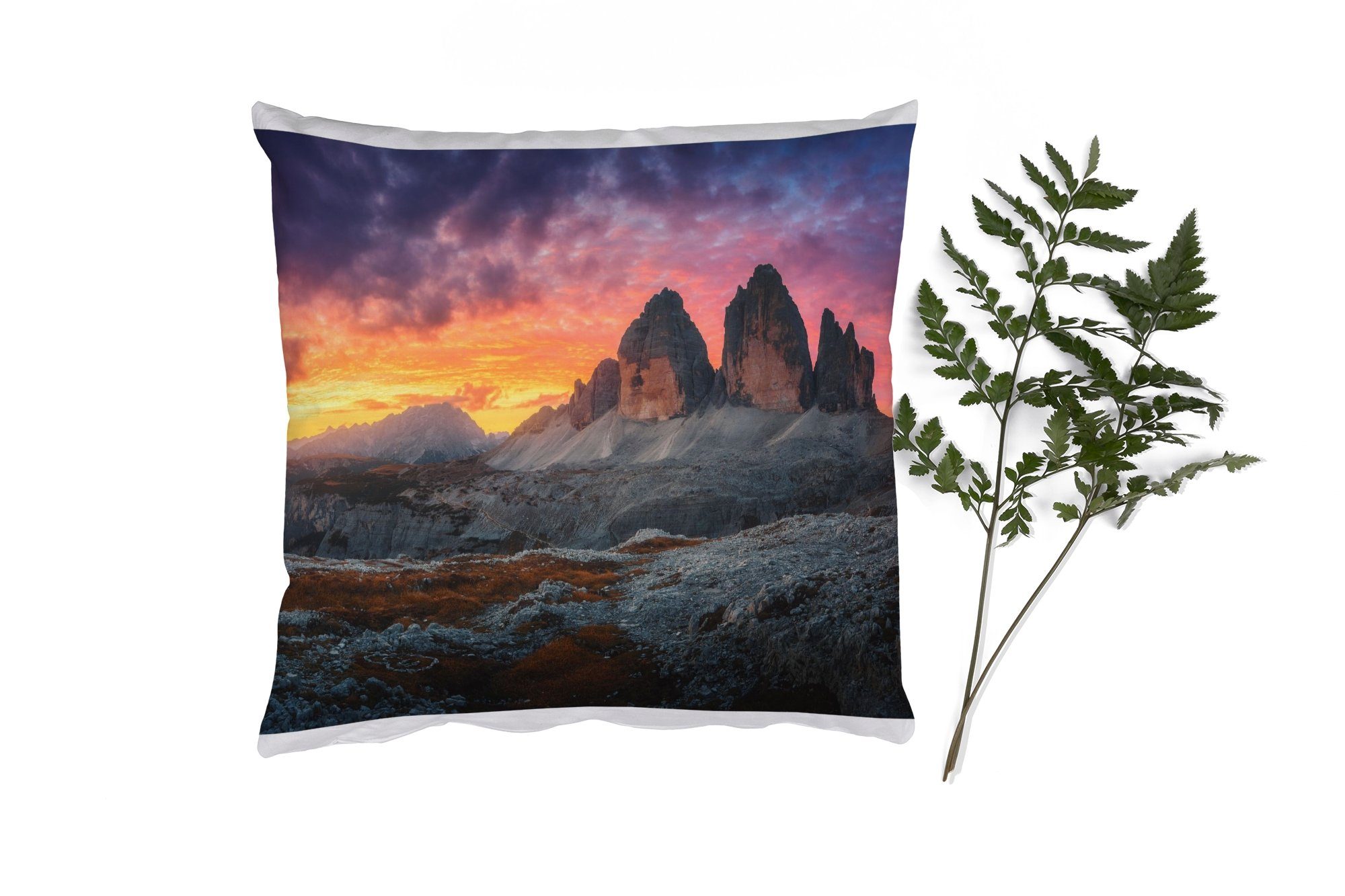 Felsen - Berg Zierkissen MuchoWow Füllung mit - für Schlafzimmer, Deko, Wohzimmer, - Dekokissen Sofakissen Sonnenuntergang Landschaft,