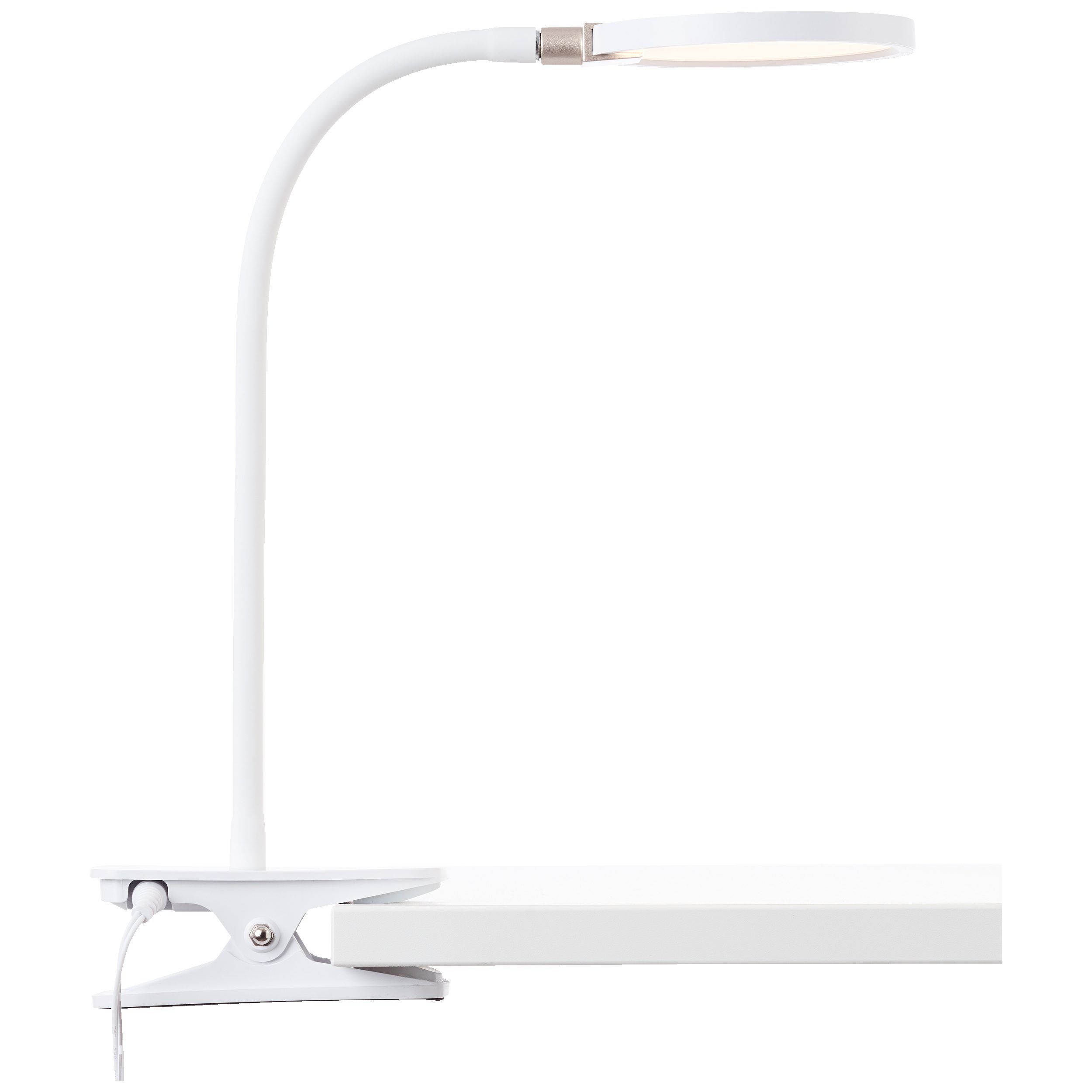 Lightbox Tischleuchte, LED fest integriert, Warmweiß, weiße LED Klemmleuchte mit Flexarm, 35 cm Höhe, 640 lm, 3000 K
