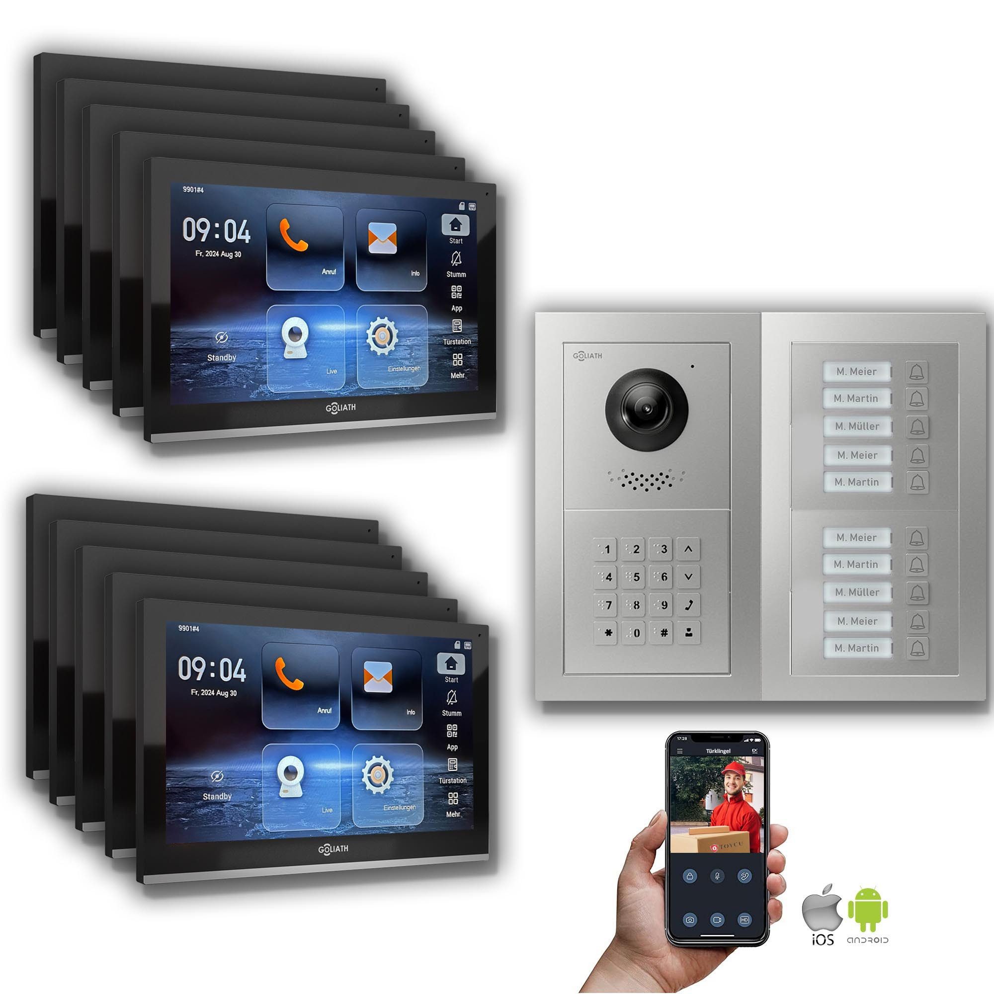 Goliath Intercom Video-Türsprechanlage Goliath IP Video Türsprechanlage 10-Fam. Zahlencode (Privat oder Gewerblich)