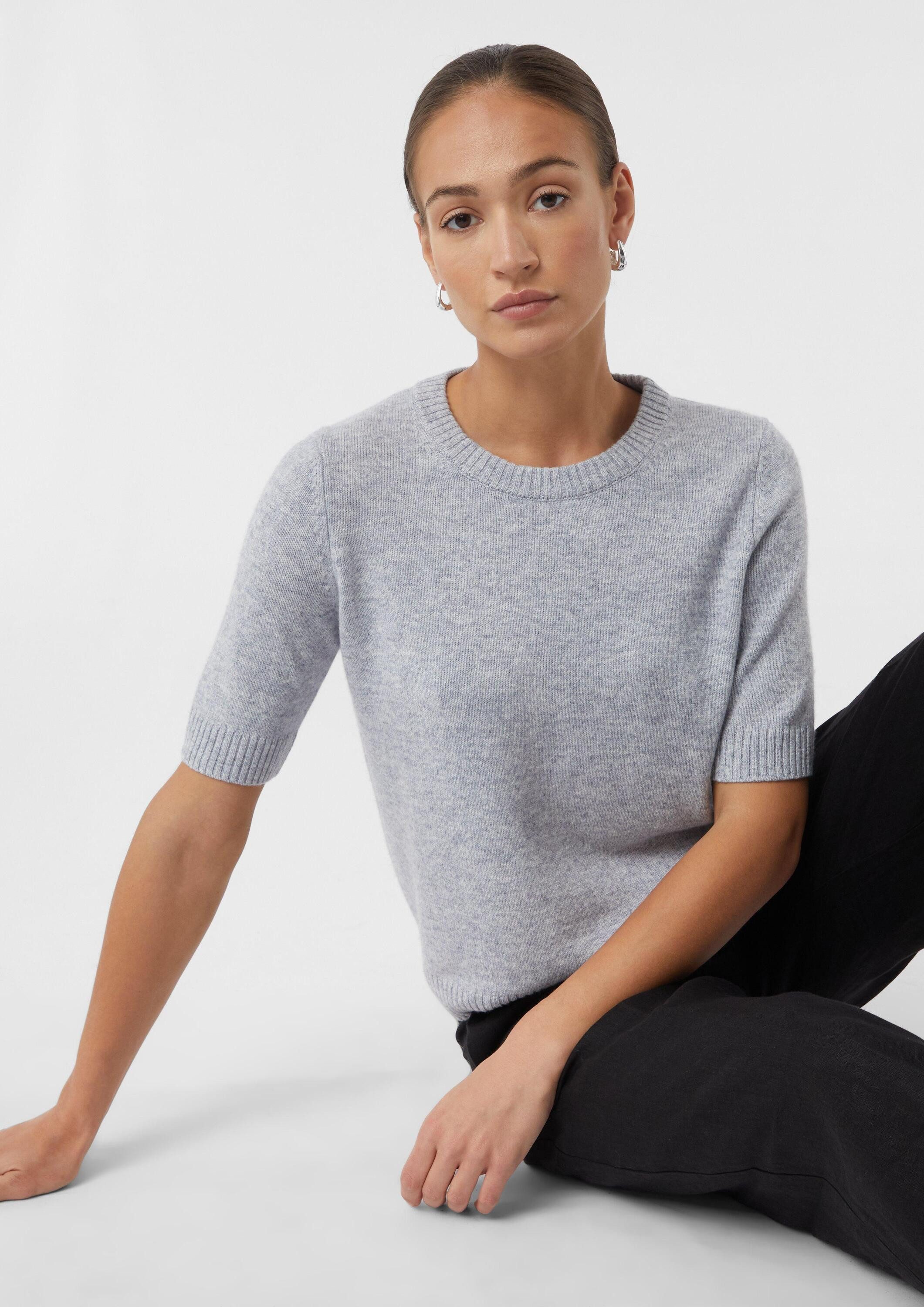 comma Kurzarmpullover Strickpullover Strickpullover aus Wollmix mit halblan günstig online kaufen