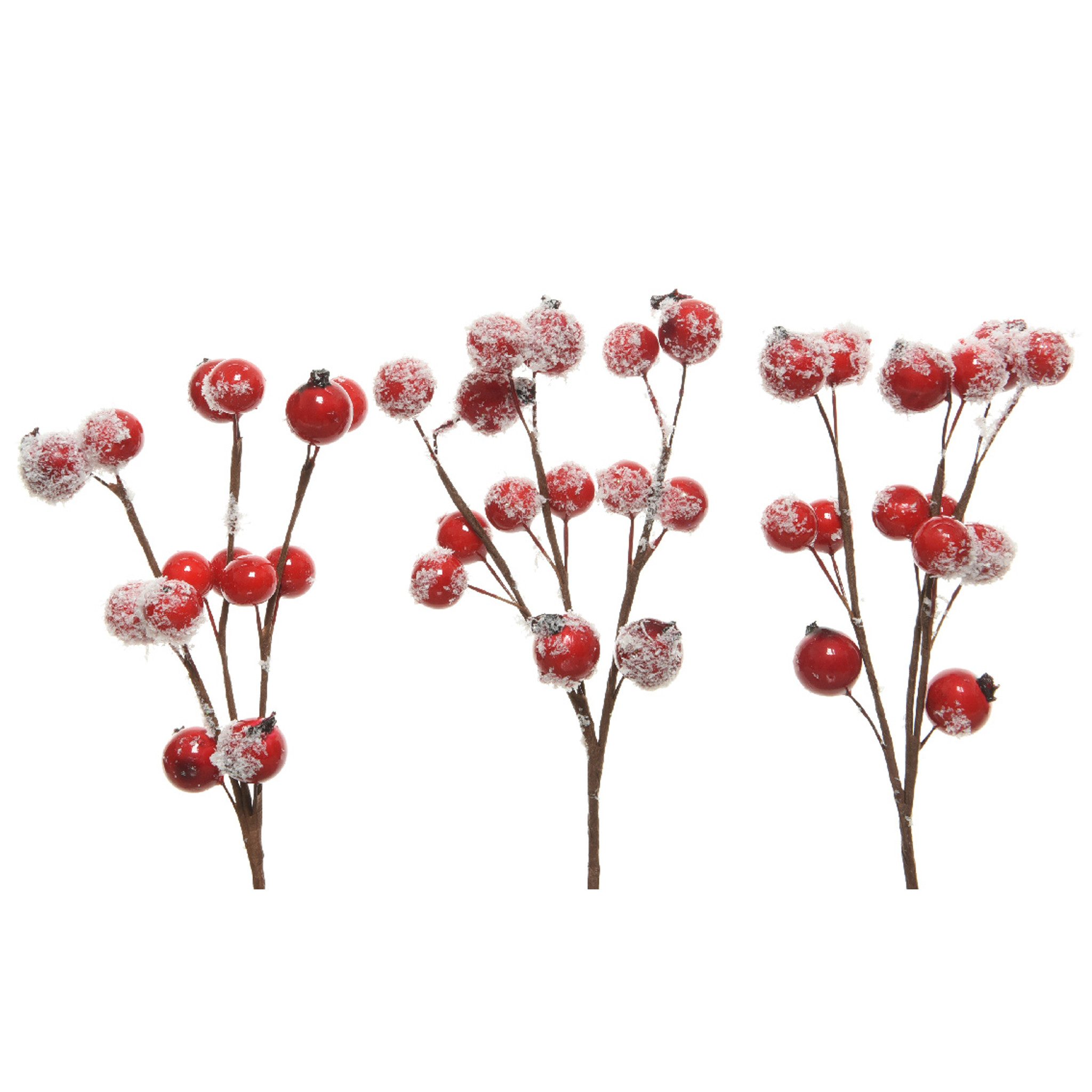 Kunstzweig, Kaemingk, Dekozweige künstlich mit Beeren 15cm 3 Stück