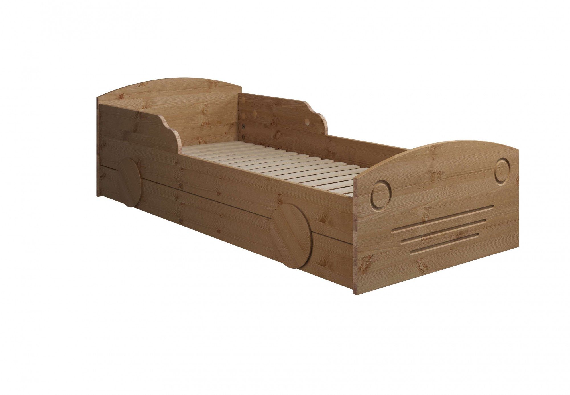 Lüttenhütt Kinderbett Levke, aus massiver Kiefer, 90x160 cm, inklusive Schubkasten und Lattenrost natur | natur | natur | natur