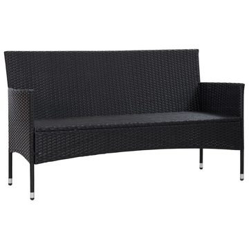 vidaXL Loungesofa 3-Sitzer-Gartensofa mit Kissen Schwarz Poly Rattan, 1 Teile
