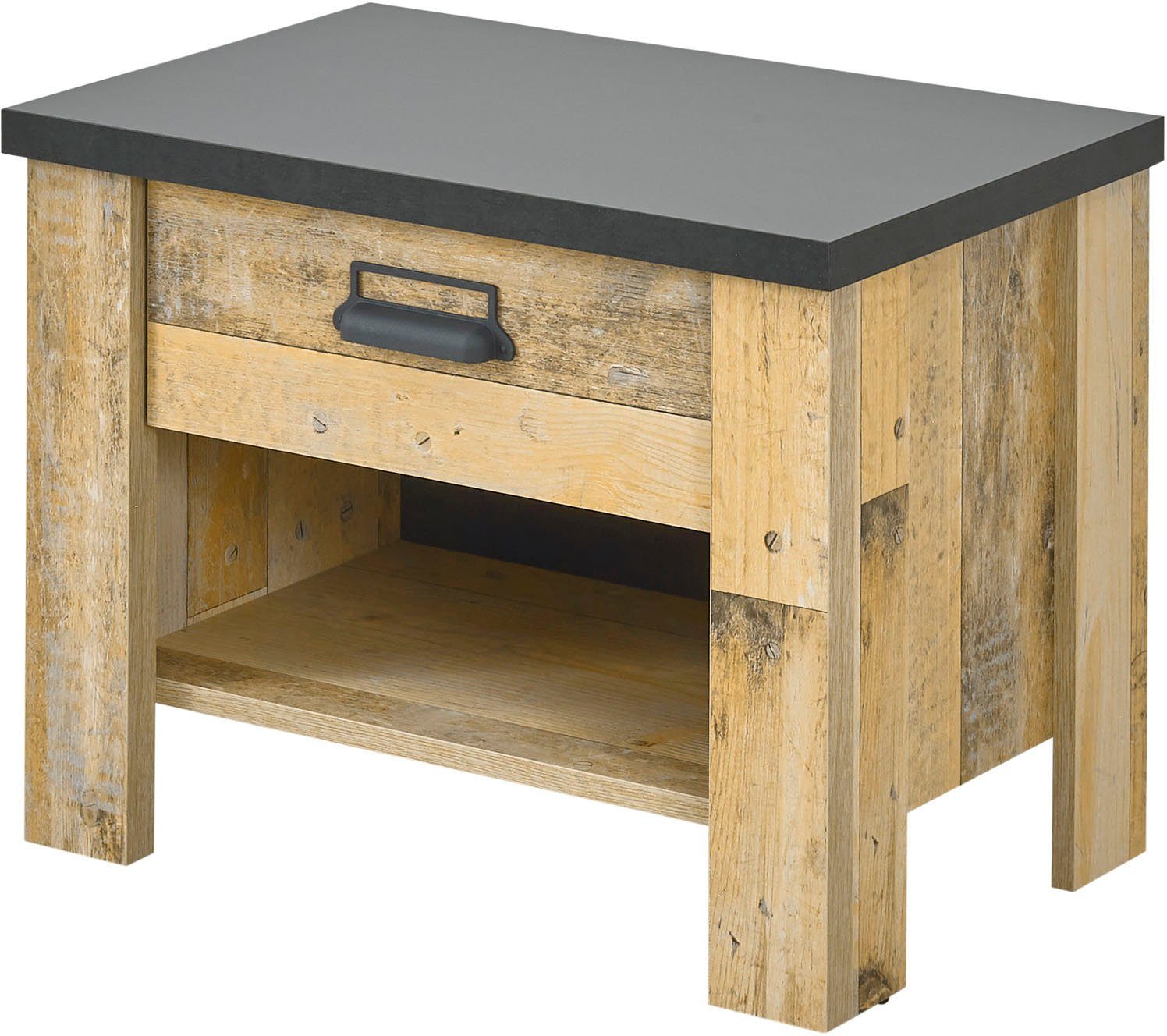 Home affaire Nachtkommode SHERWOOD, mit Apothekergriff aus Metall, Schubkasten "Soft close", Breite 60 cm