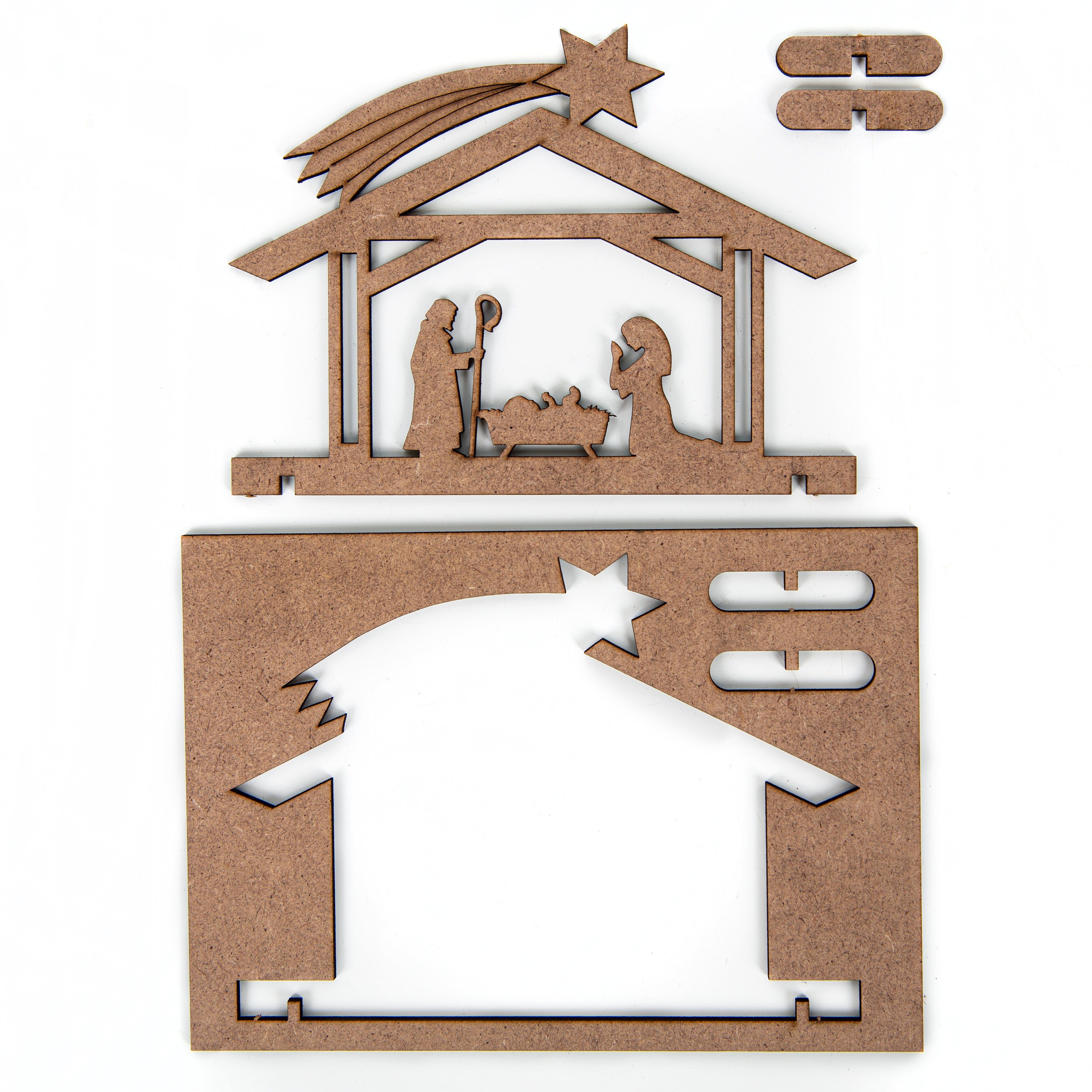 Weihnachtsfigur Logbuch-Verlag - Holz Verschenken auf (Spar-Set, Tischkrippe Zusammenbauen Miniaturen St), aus 9 und Weihnachtsmärkten 9 zum Krippen
