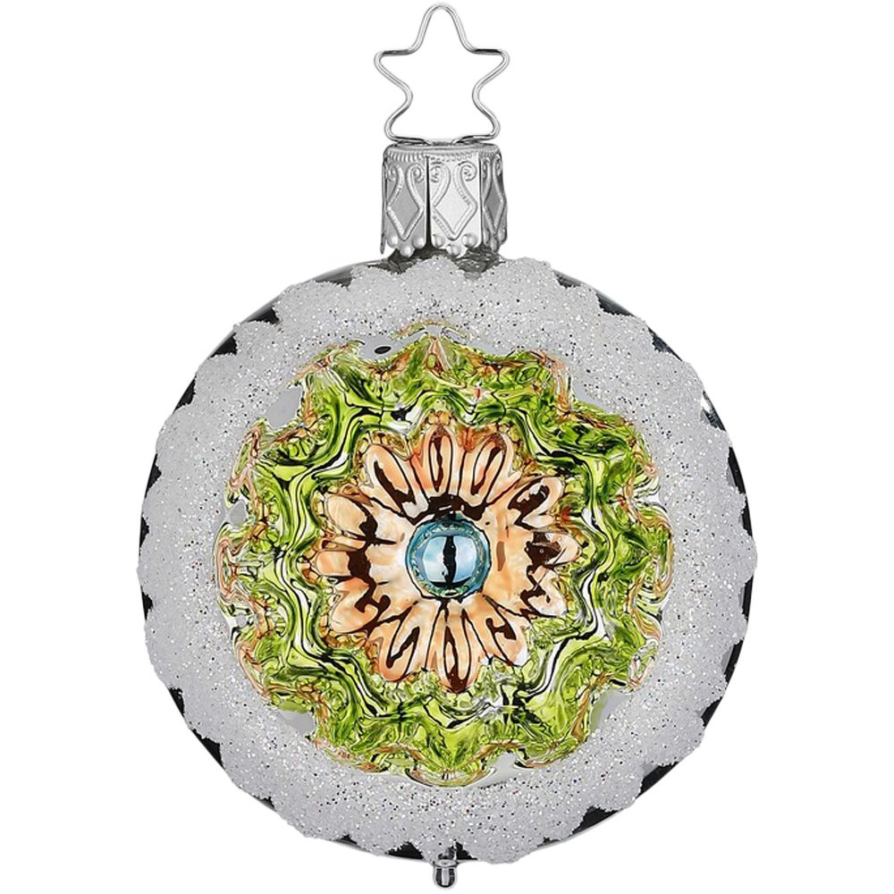 INGE-GLAS® Christbaumschmuck Reflexkugel Ornament Ø6cm silber glanz (1-tlg), mundgeblasen, handbemalt