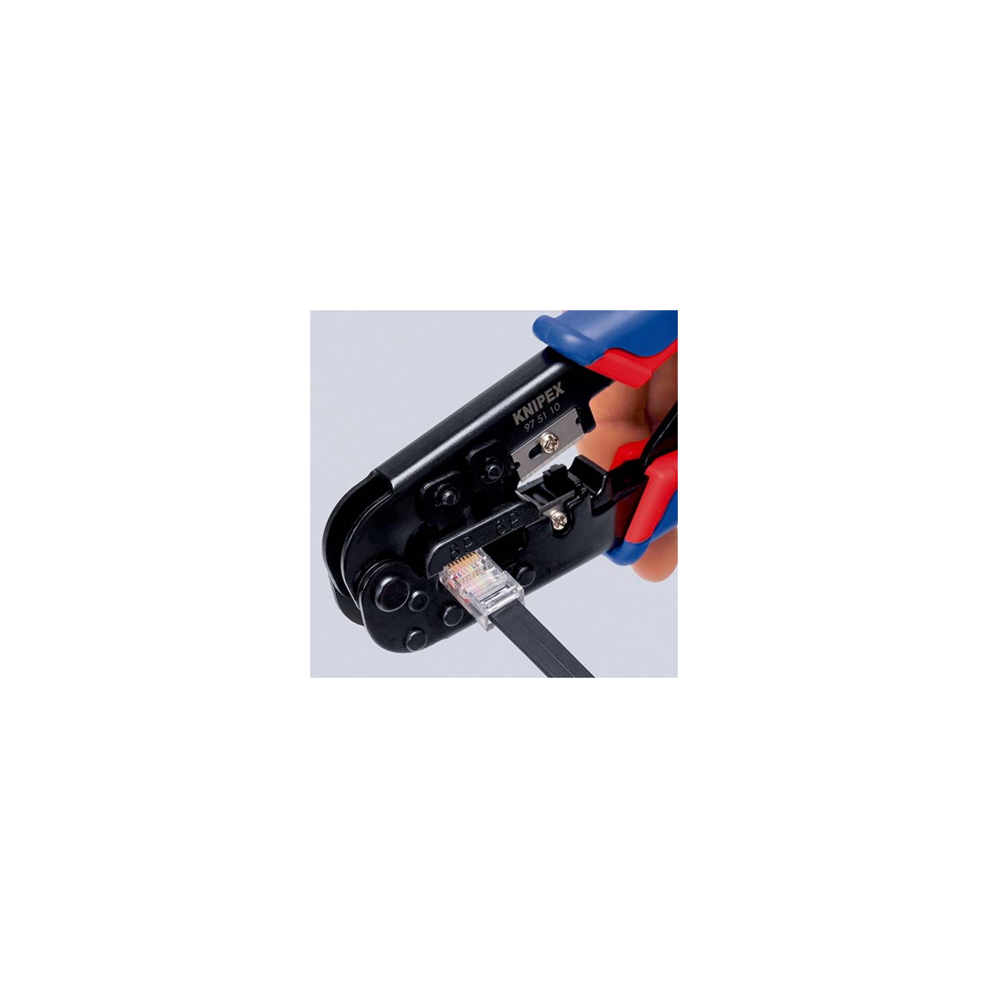 Knipex Crimpzange KNIPEX 97 51 10 Crimpzange für Westernstecker mit Mehrkomponenten-Hüll
