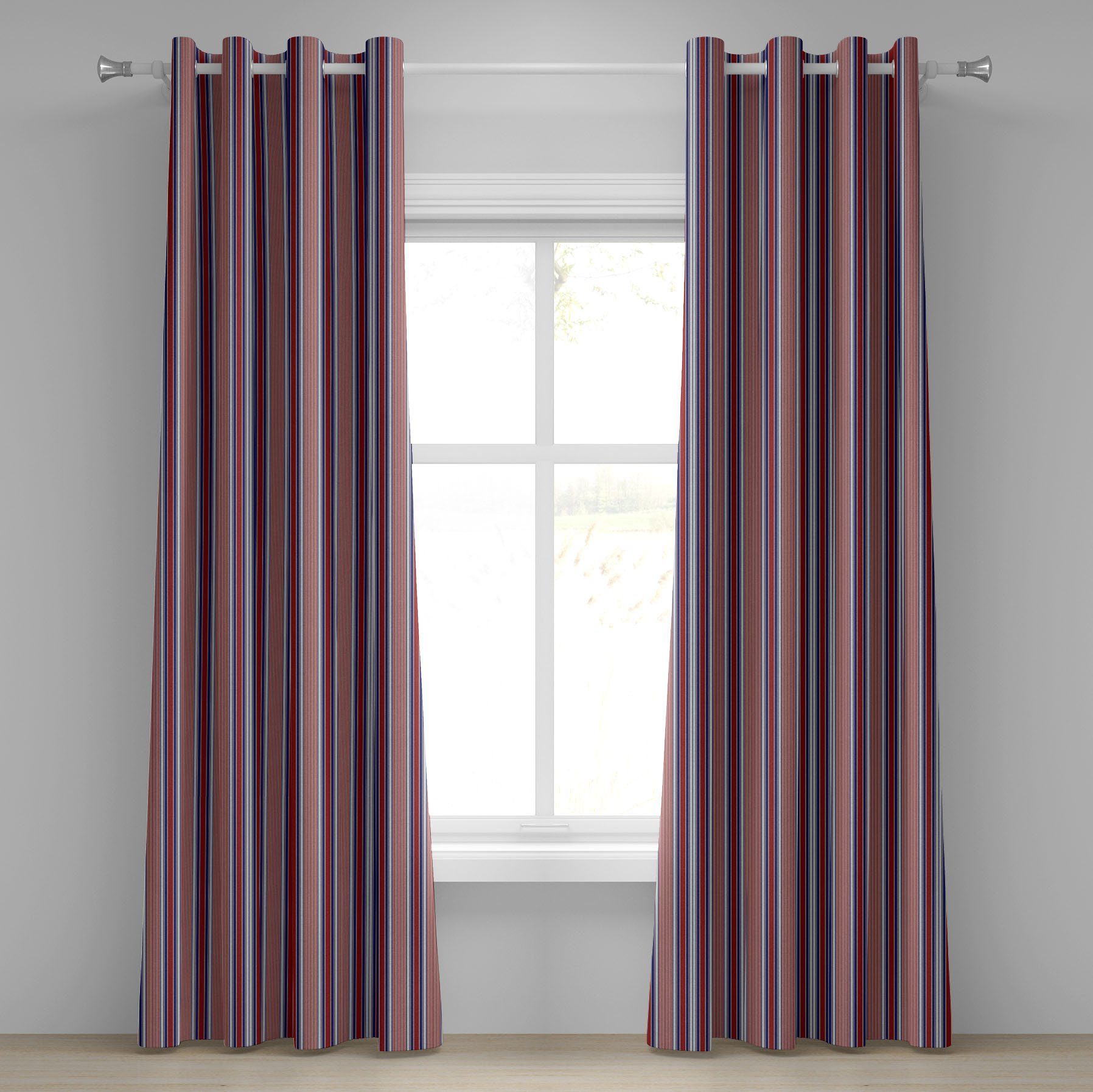 Gardine Dekorative 2-Panel-Fenstervorhänge für Schlafzimmer Wohnzimmer, Abakuhaus, Streifen Vertikale Barcode-Linien