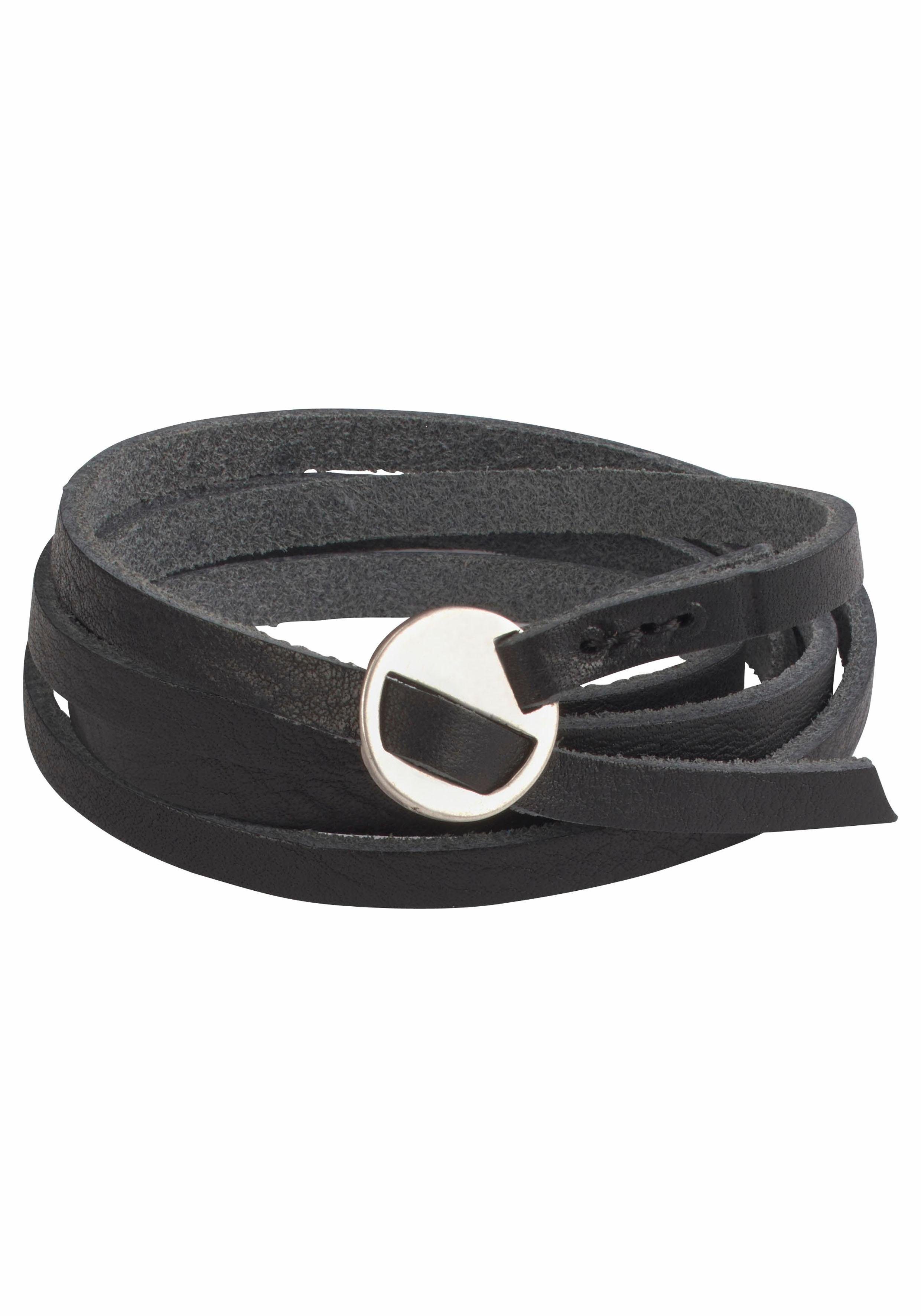 Firetti Lederarmband Geschenk, schwarz verstellbar Geburtstag Weihnachten, Wickelarmband, Anlass Schmuck Länge