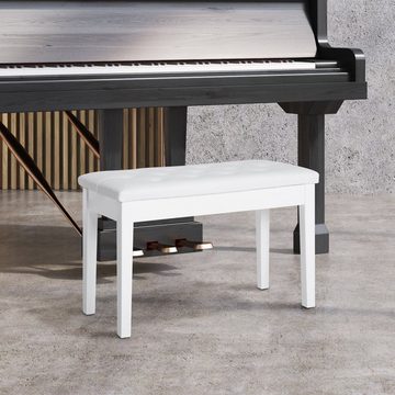 HOMCOM Klavierbank Klavierhocker (Set, 1-St., Klavierhocker), Klavierbank traditionellen Landhausstil Stauraum Kunstleder Weiß