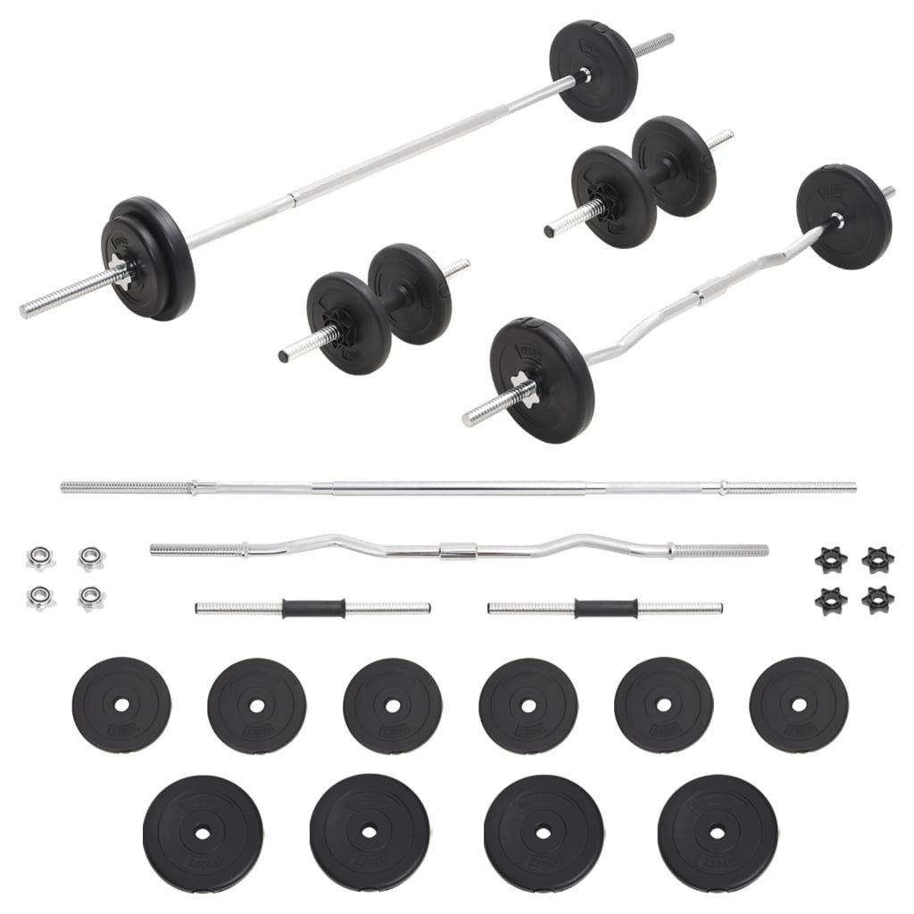 Hantel Langhantel- und Kurzhantel-Set 30 kg Gewichtheben Krafttraining Sport