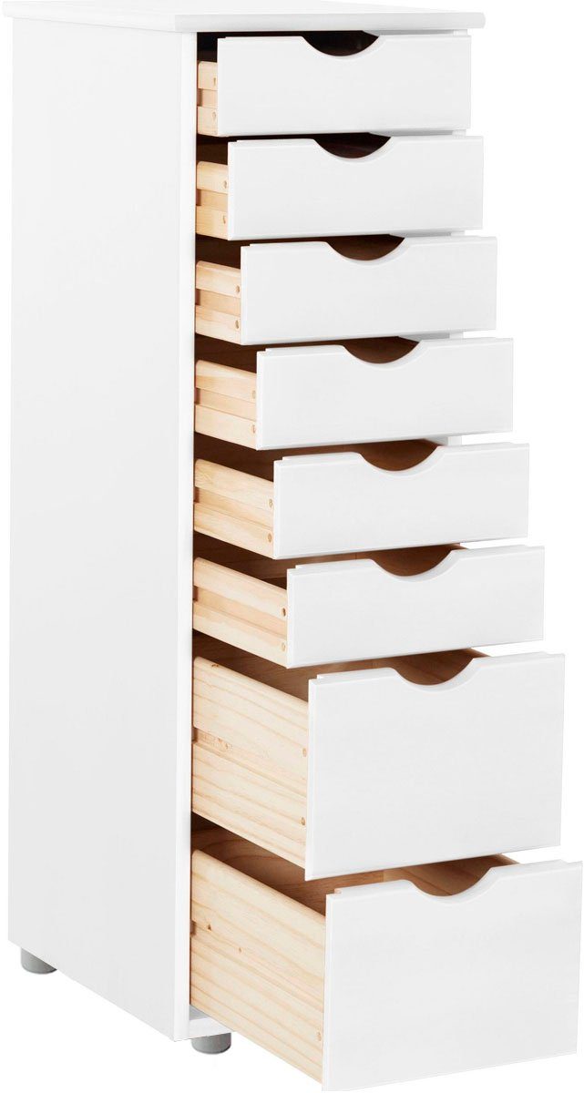 OTTO home Kommode Gava, massives Kiefernholz, mit vielen Stauraummöglichkeiten, Breite 34 cm