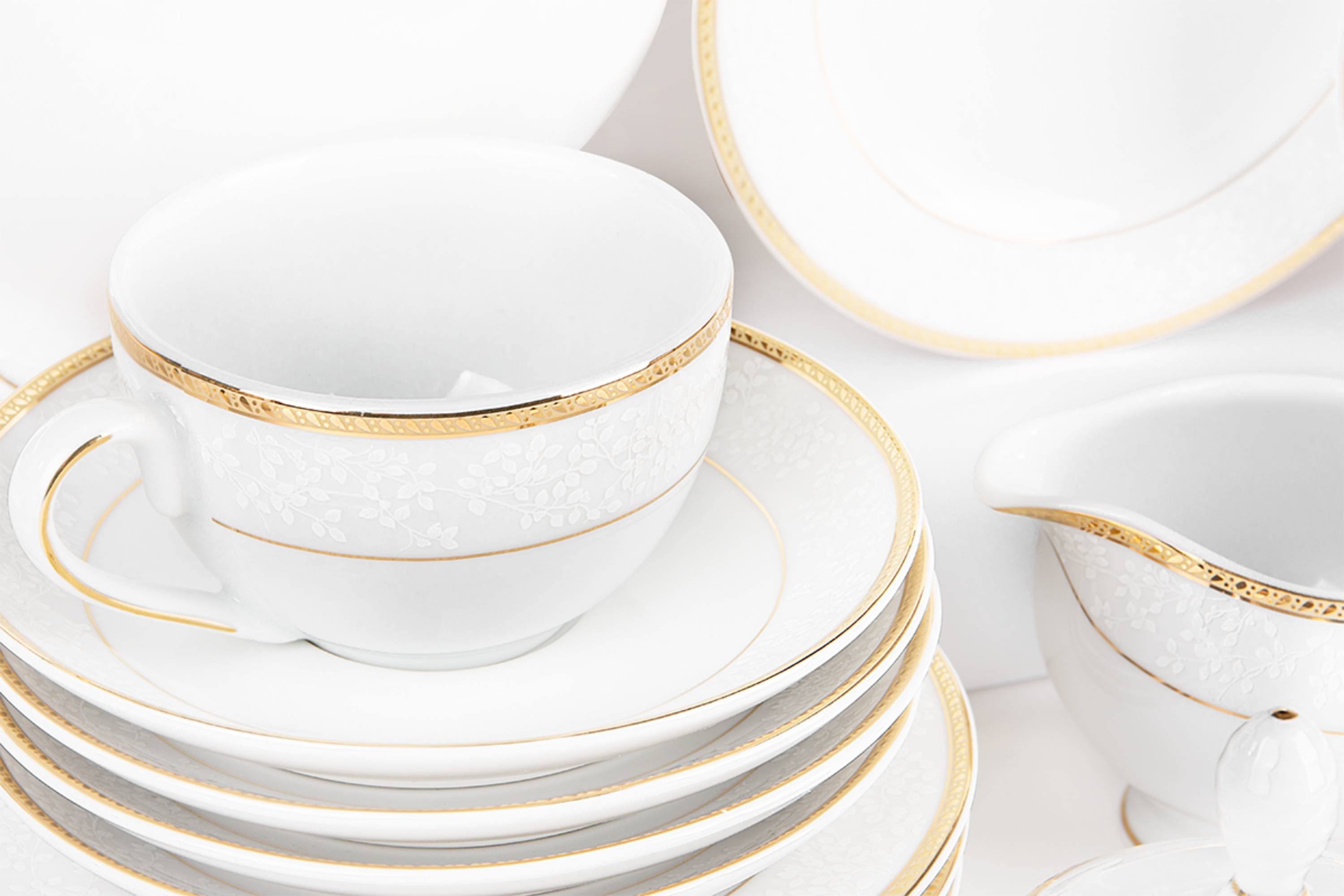 KONSIMO® Kaffeeservice NEW HOLLIS (21-tlg), 6 Personen, Porzellan, Tasse Untertasse Dessertteller Kaffeekanne Zuckerdose Milchkännchen