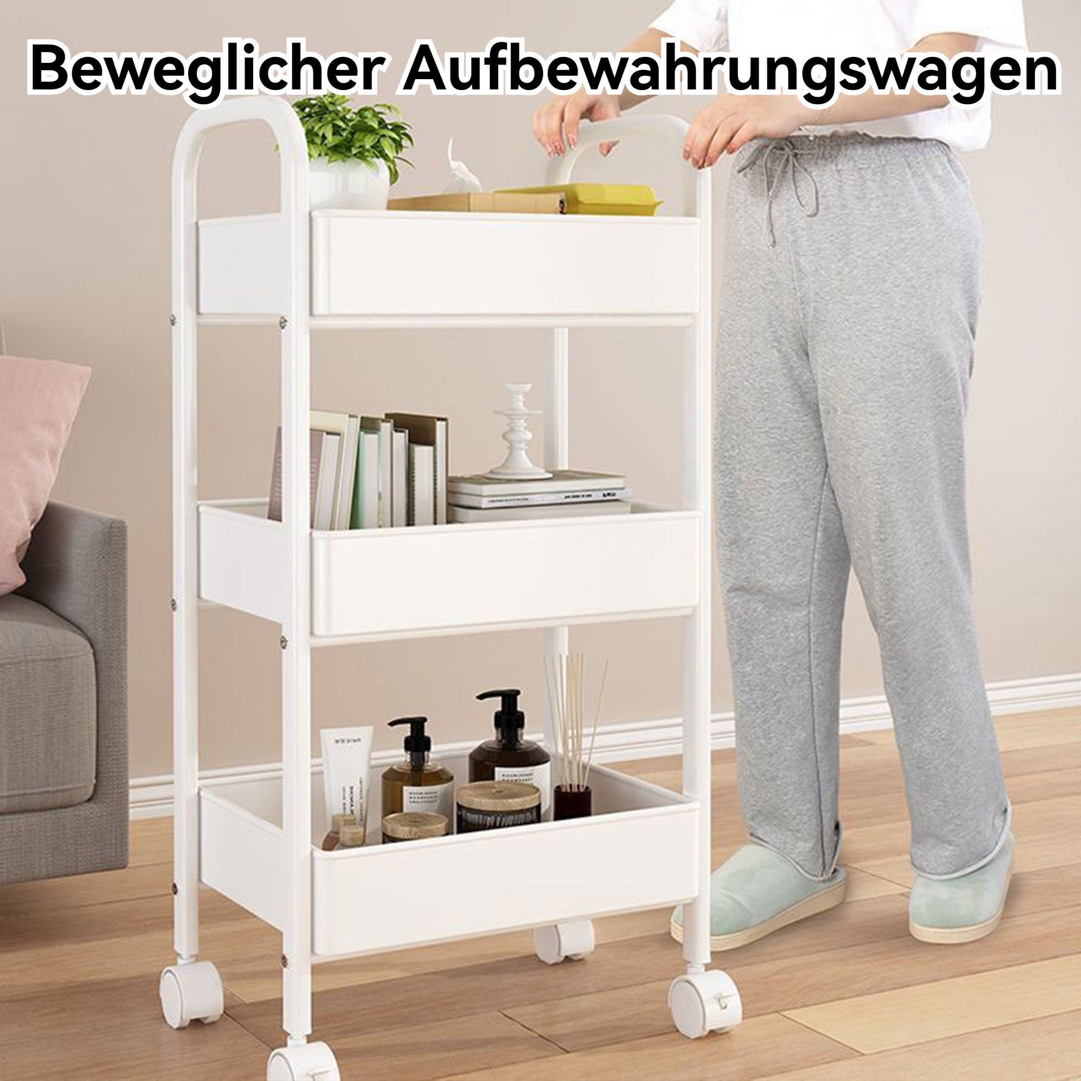 Masbekte Beistellwagen 3-stufiger Rollwagen, Küchenwagen mit günstig online kaufen
