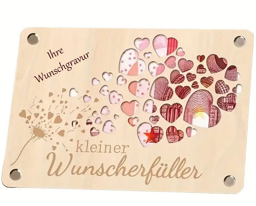 Trollingshop Geschenkkarte aus Holz, Herzen, Geld-Geschenkkarte, mit persönlicher Gravur, inklusive Ihrer persönlichen Widmung