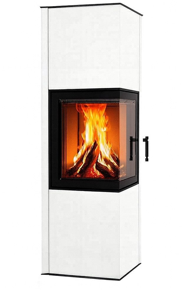 Hitze Kaminofen Eck-Kaminofen Hitze SIGA weiß, raumluftunabh. -6,5kW, 6.5 kW