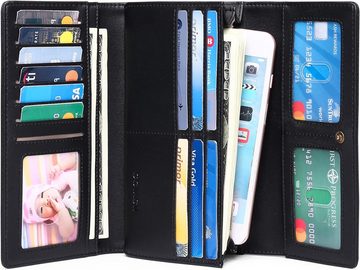 GOIACII Geldbörse (Große Vintage-Geldbörse aus Leder, Damenbrieftasche mit RFID-Schutz), Vielseitige Damen Geldbörse aus hochwertigem PU-Leder Große Kapazität