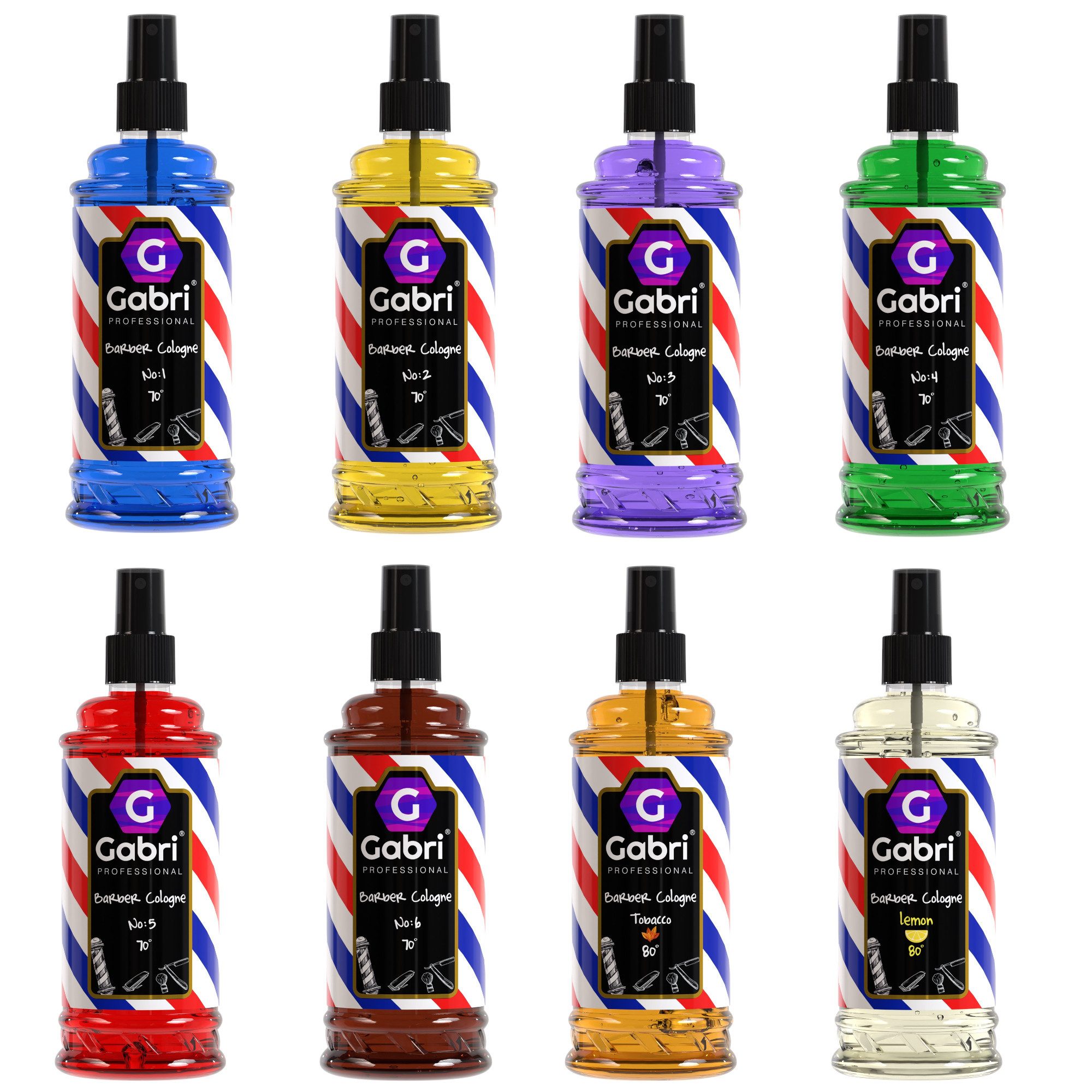 Gabri Professional After Shave Lotion Gabri Professional - 8 x Barber Cologne Collection-Set je 400 ml Spar-Set, 8-tlg.