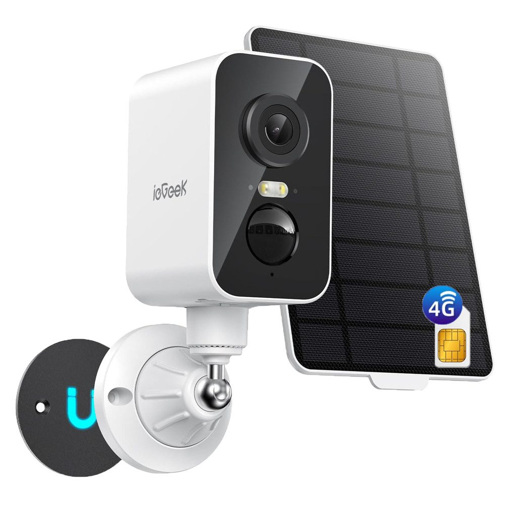 ieGeek Überwachungskamera Tragbare 4G Überwachungskamera mit SIM Karte (Außenbereich Sicherheit, Baby Überwachung, Haustieren Überwachung, Innenbereich Sicherheit, Überwachung, Magnetische Sicherheitskamera für Reisen ohne WLAN Kamera Solar, 1-tlg., mit Farbnachtsicht 300° Schwenkbereich PIR Bewegungserkennung, Außen/Innen 2K kabellose Kamera für Wohnmobile, Camping und Reisen)