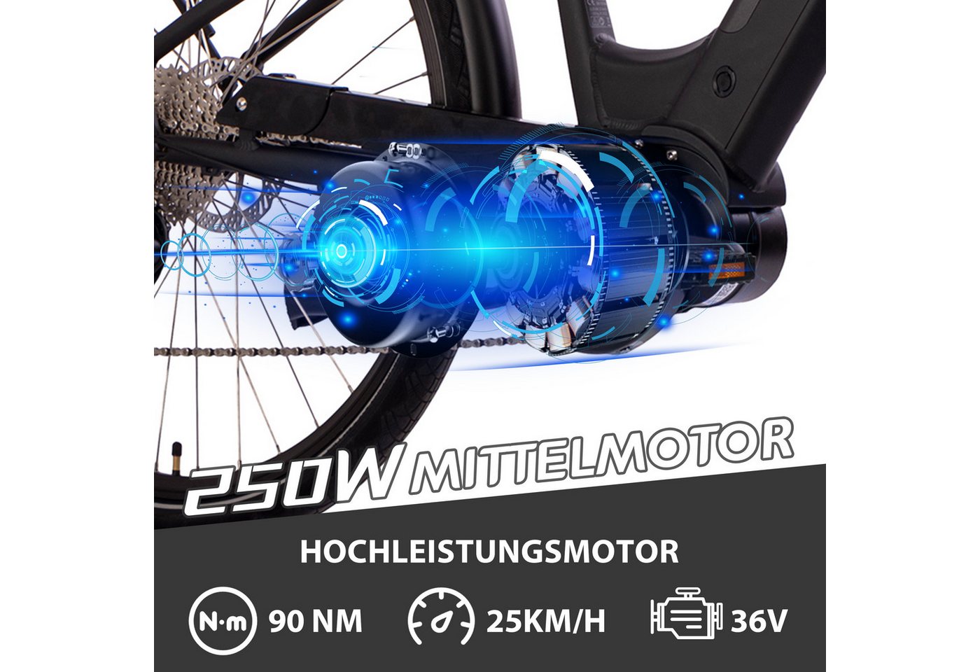 Thumbnail - SAXXX E-Bike Trekkingrad 28x2.0'' Damen&Herren, 522Wh, 100km, hydr. Scheibenbremse, max 130kg, 10 Gang SHIMANO Deore Sch...