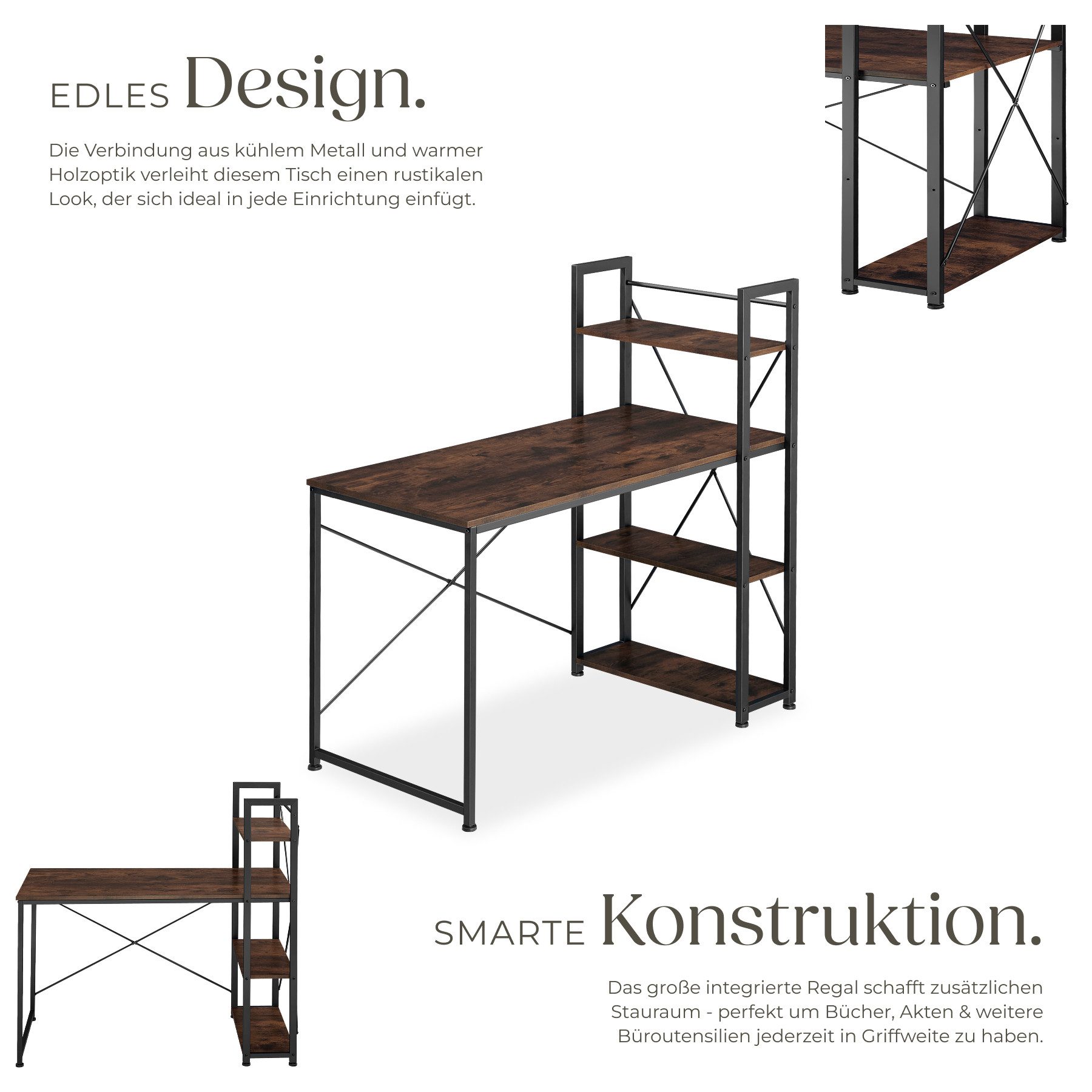 tectake Schreibtisch Computer-Schreibtisch (1-St., 1 tlg), Markanter Computer-Schreibtisch im typischen Industrial Style