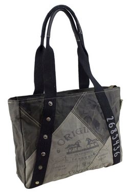 Sunsa Handtasche Große Damen Handtasche. Schwarz/ Grau Schultertasche aus Canvas mit Pferde Aufdruck Motiv.