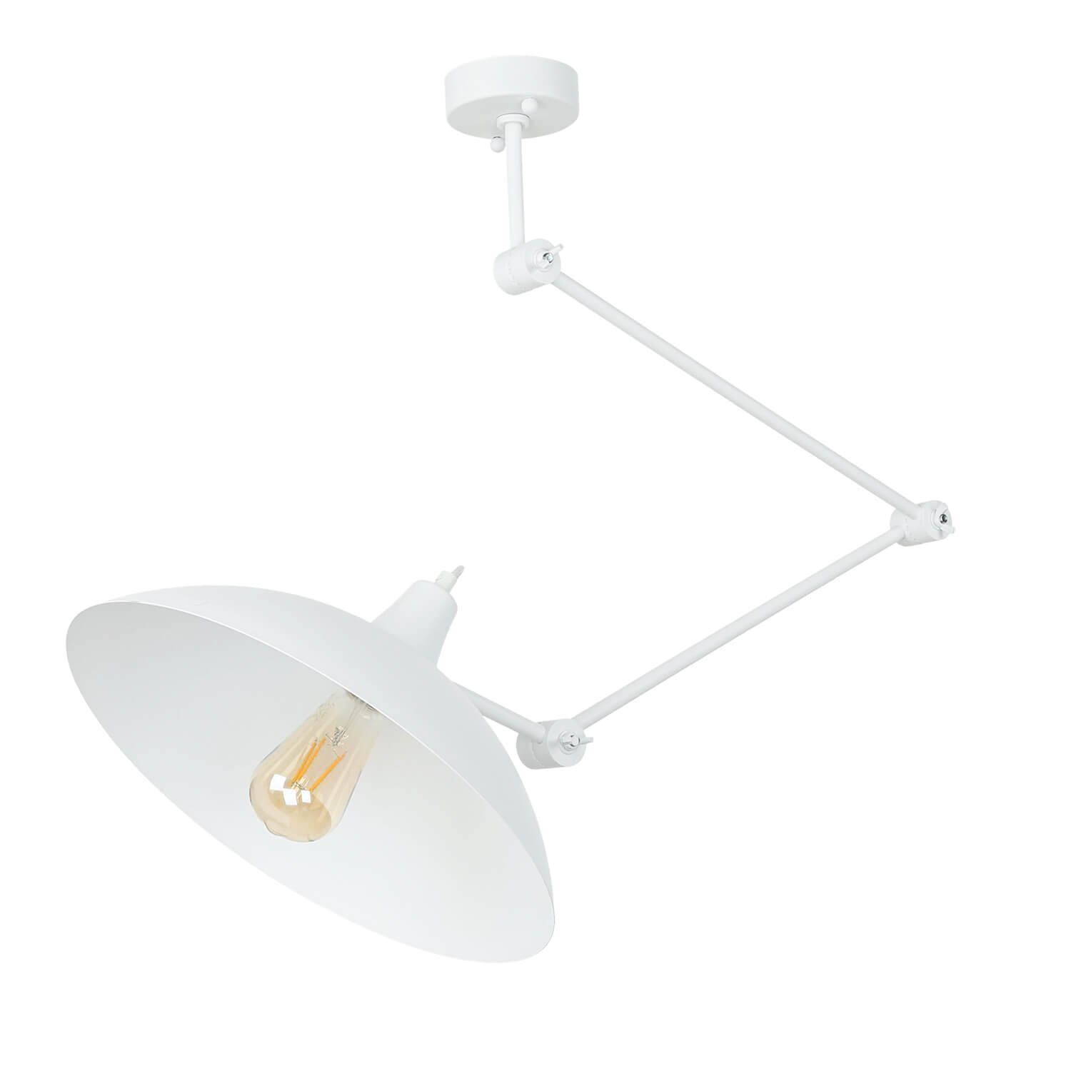 Licht-Erlebnisse Deckenleuchte MELOS, ohne Leuchtmittel, Weiße Deckenleuchte Metall retro flexibel Wohnzimmer Lampe