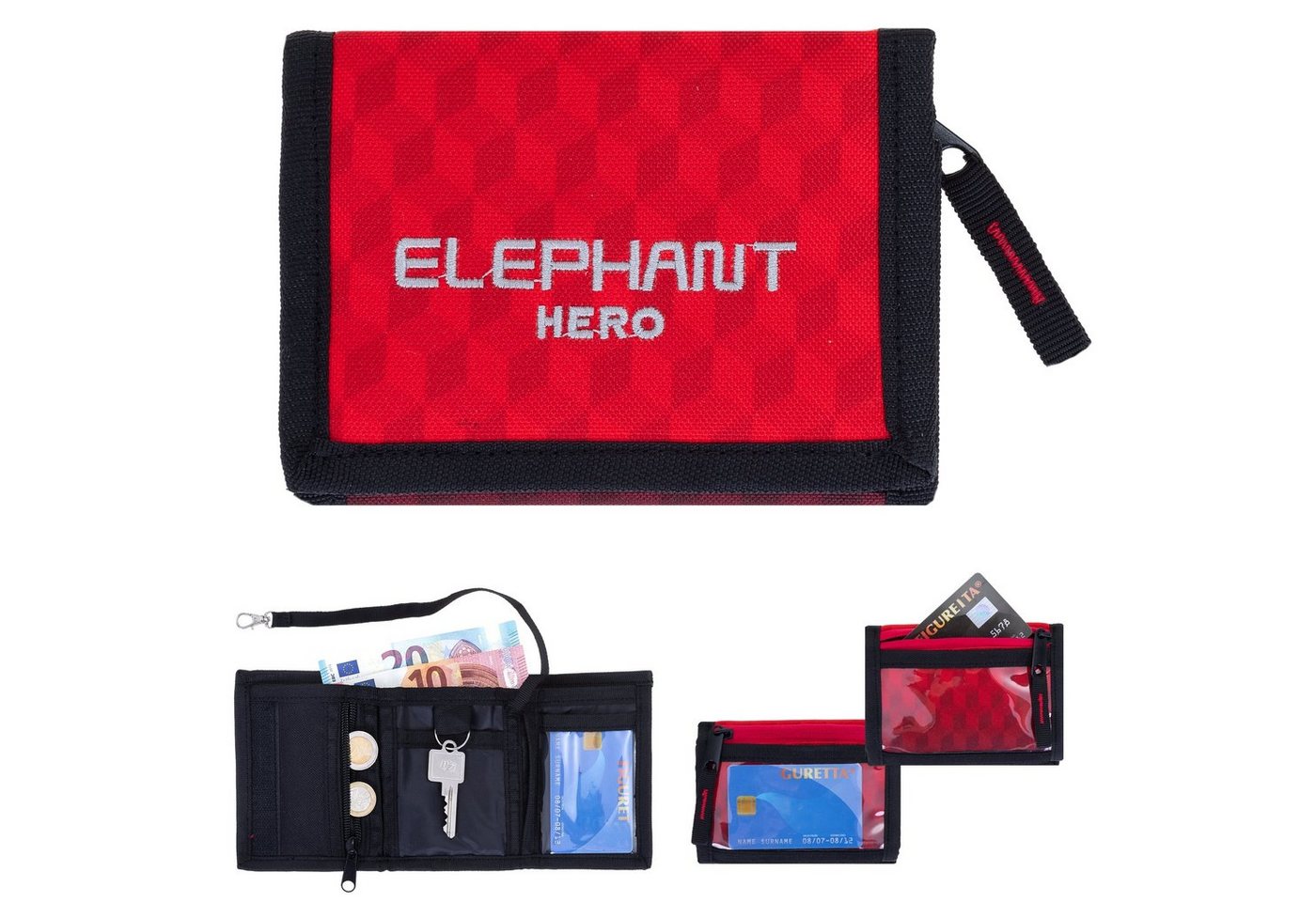 ELEPHANT Geldbörse Mädchen Jungen Hero Signature, Wallet Klettbörse Schülerbörse Schlüsselring Ausweisfach