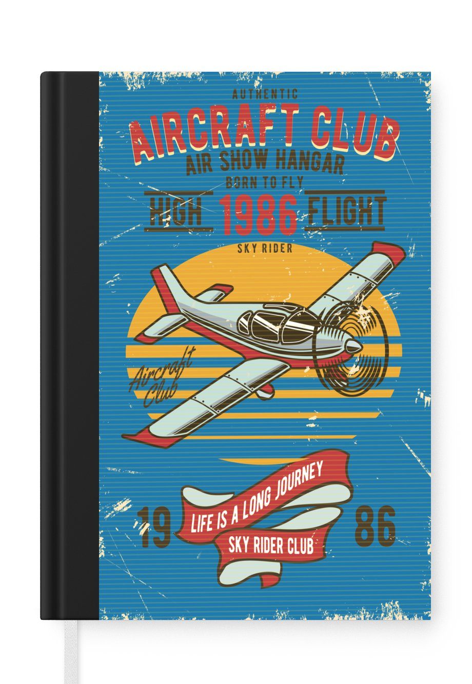 MuchoWow Notizbuch Mancave - Flugzeug - Vintage - Zitate, Journal, Merkzettel, Tagebuch, Notizheft, A5, 98 Seiten, Haushaltsbuch