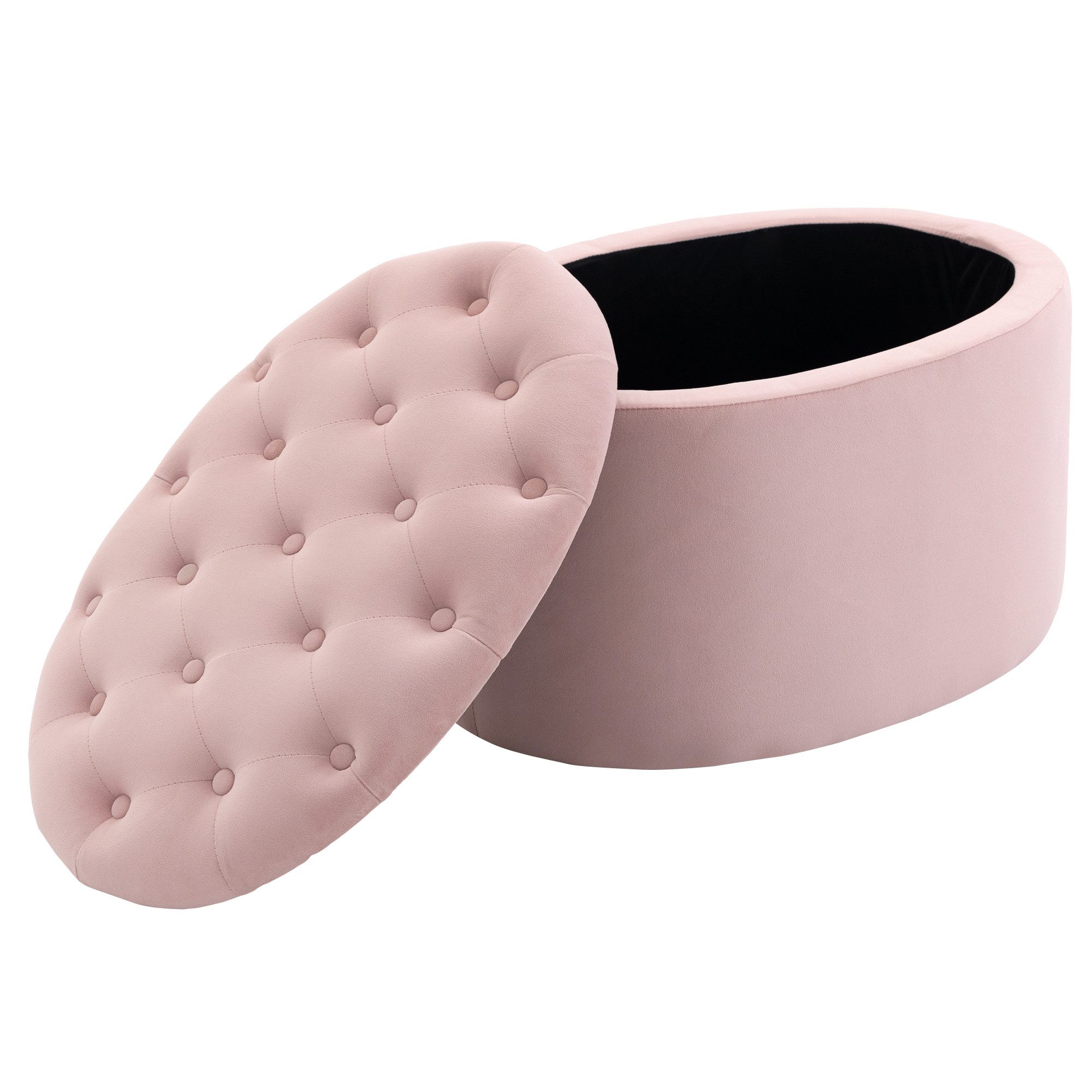 HOMCOM Sitzbank Polsterbank mit Stauraum (Aufbewahrungsbank, 1-St., Lagerbank), samtartiges Polyester Rosa 71 x 52 x 42 cm