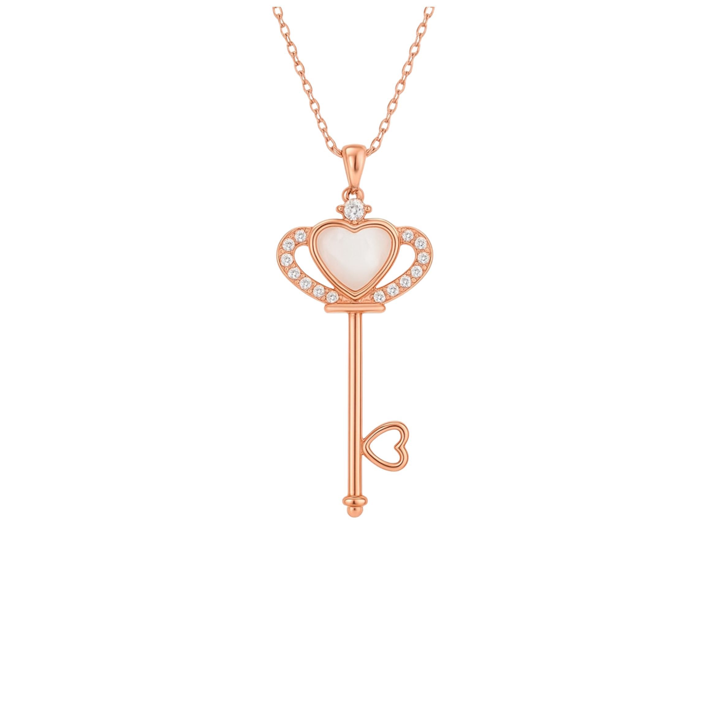 Kette mit Anhänger Halskette großer Schlüssel Anhänger, 925er Silber