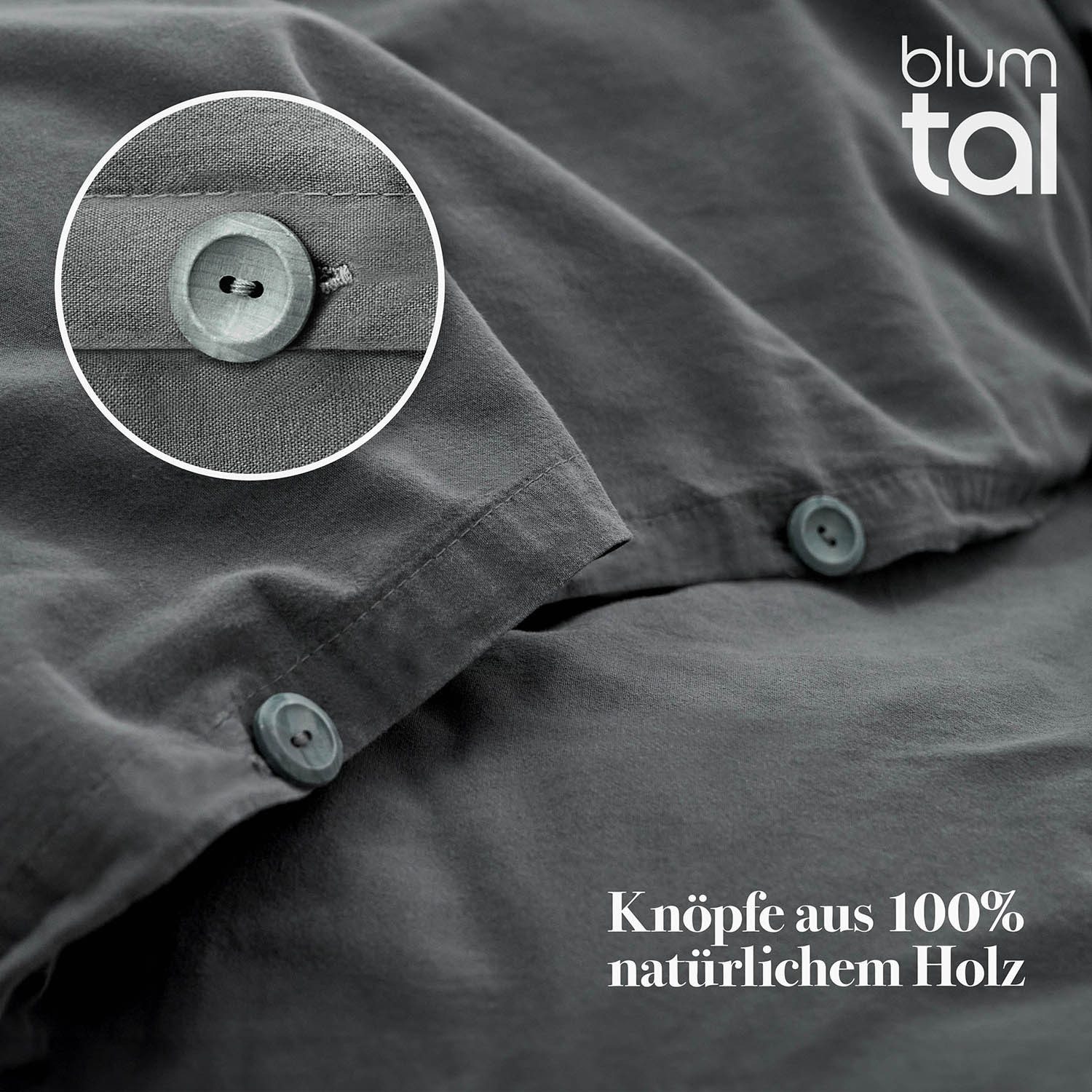 Blumtal Bettwäsche Bettwäsche aus 100% Baumwolle mit Kissenbezug, Oeko-TEX zertifizierte Bettwäsche in Leinen Optik – Bild 4 von 5