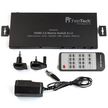 FeinTech Audio / Video Matrix-Switch VMS04201 HDMI Matrix Switch 4x2 mit Audio Extractor, schaltbarer Downscaler