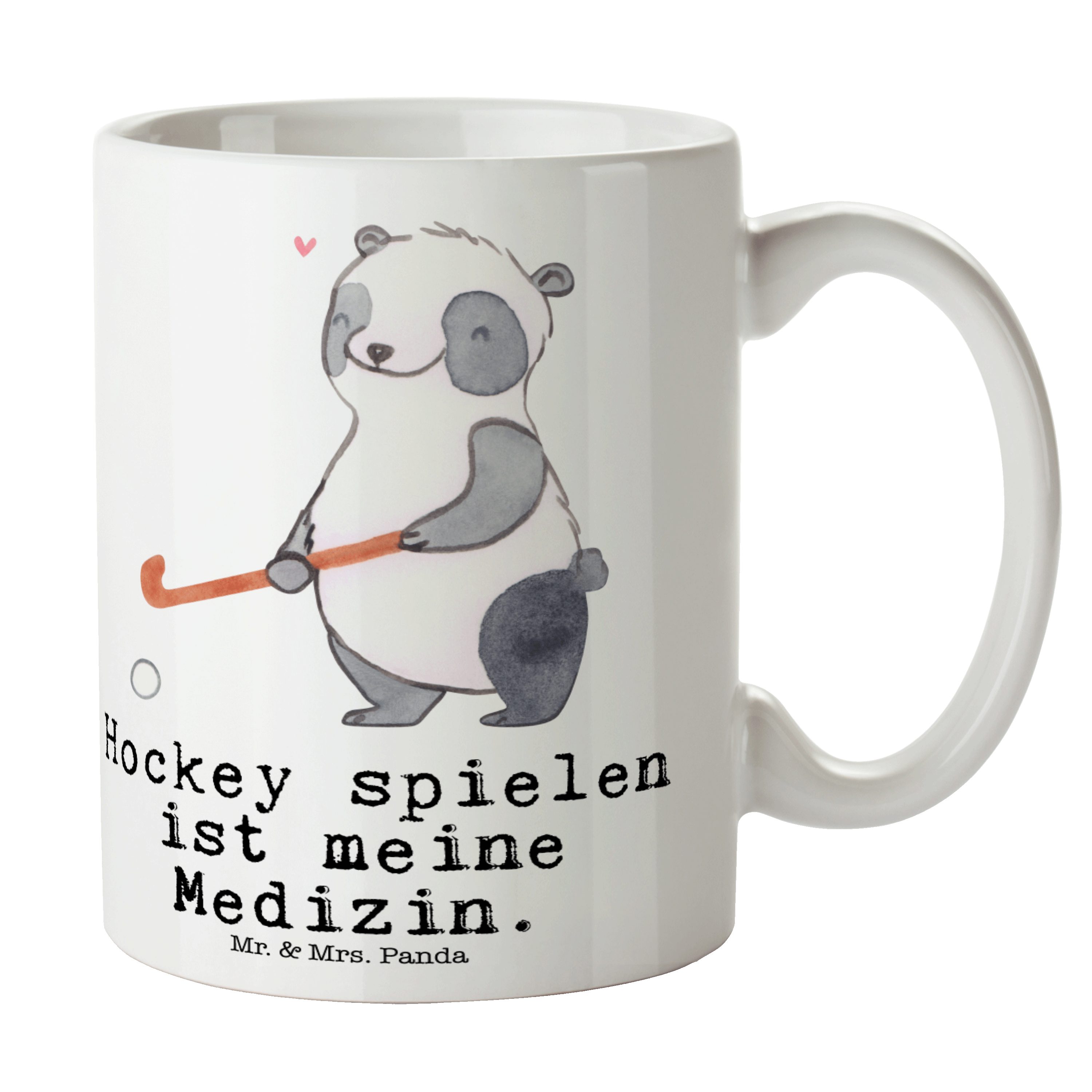 Mr. & Mrs. Panda Tasse Panda Hockey spielen Medizin - Weiß - Geschenk, Becher, Feldhockey, D, Keramik